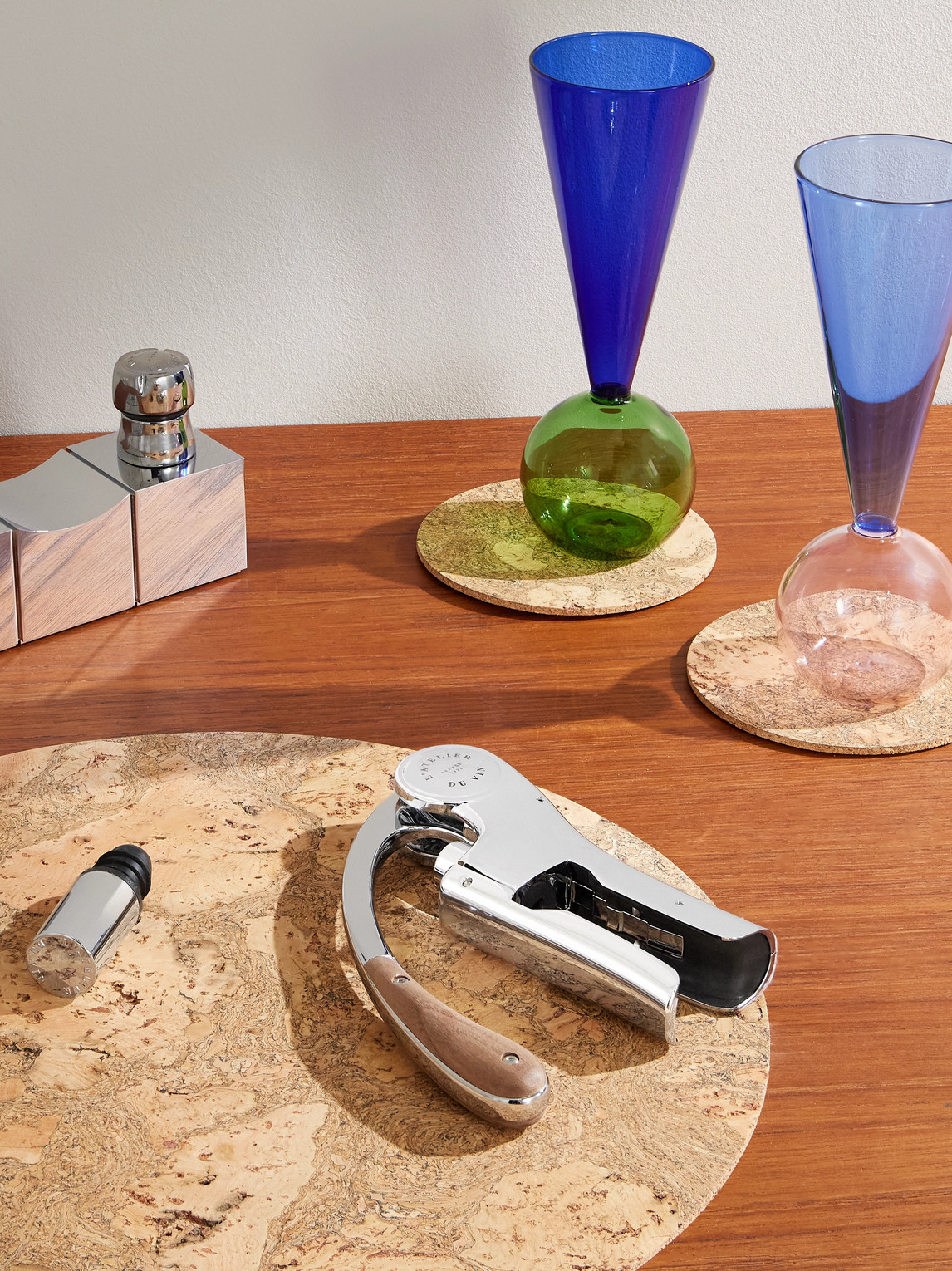 Oeno Walnut Wood and Chrome Lever Corkscrew — 2