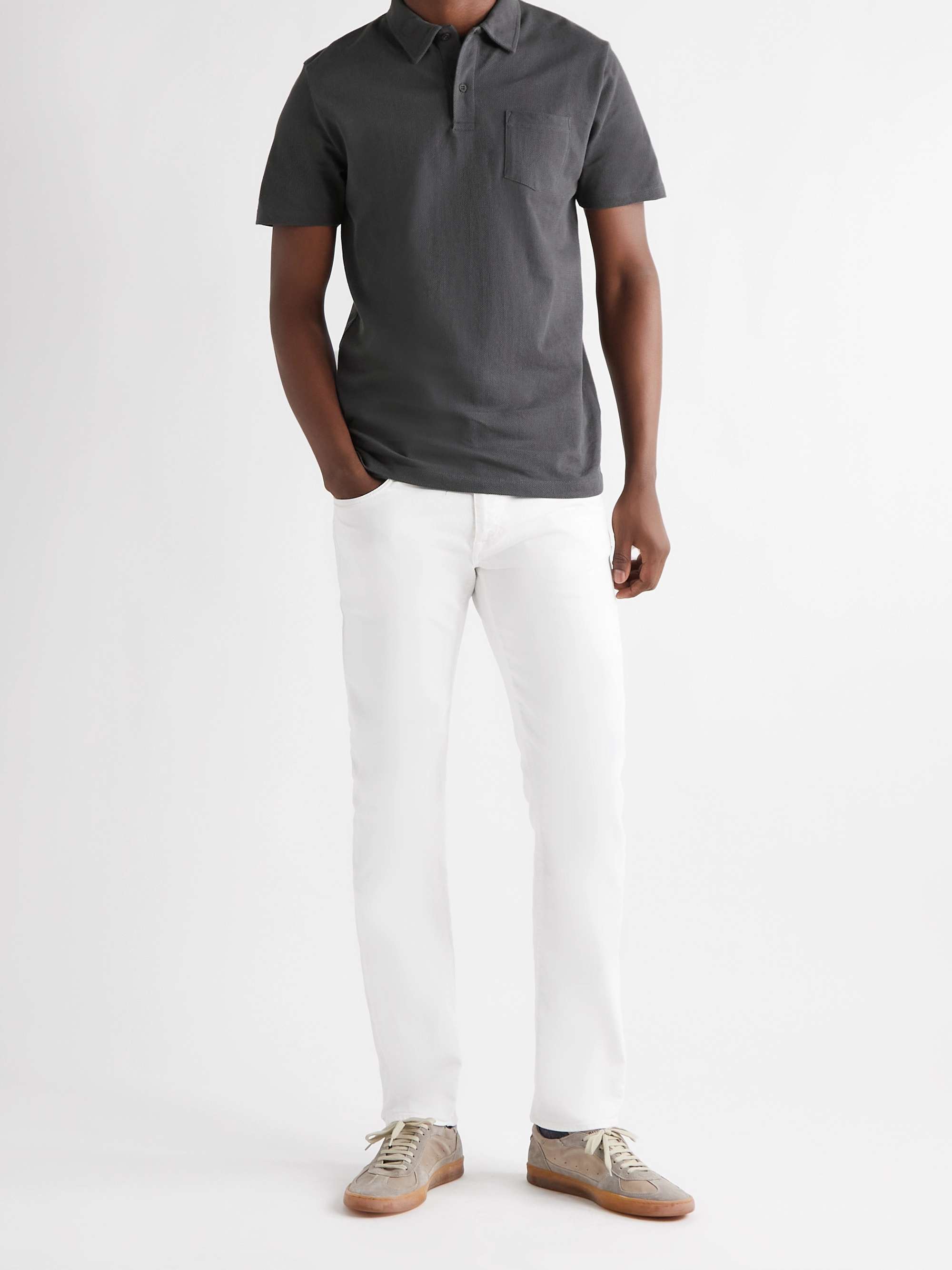 SUNSPEL Riviera Slim-Fit Cotton-Mesh Polo Shirt