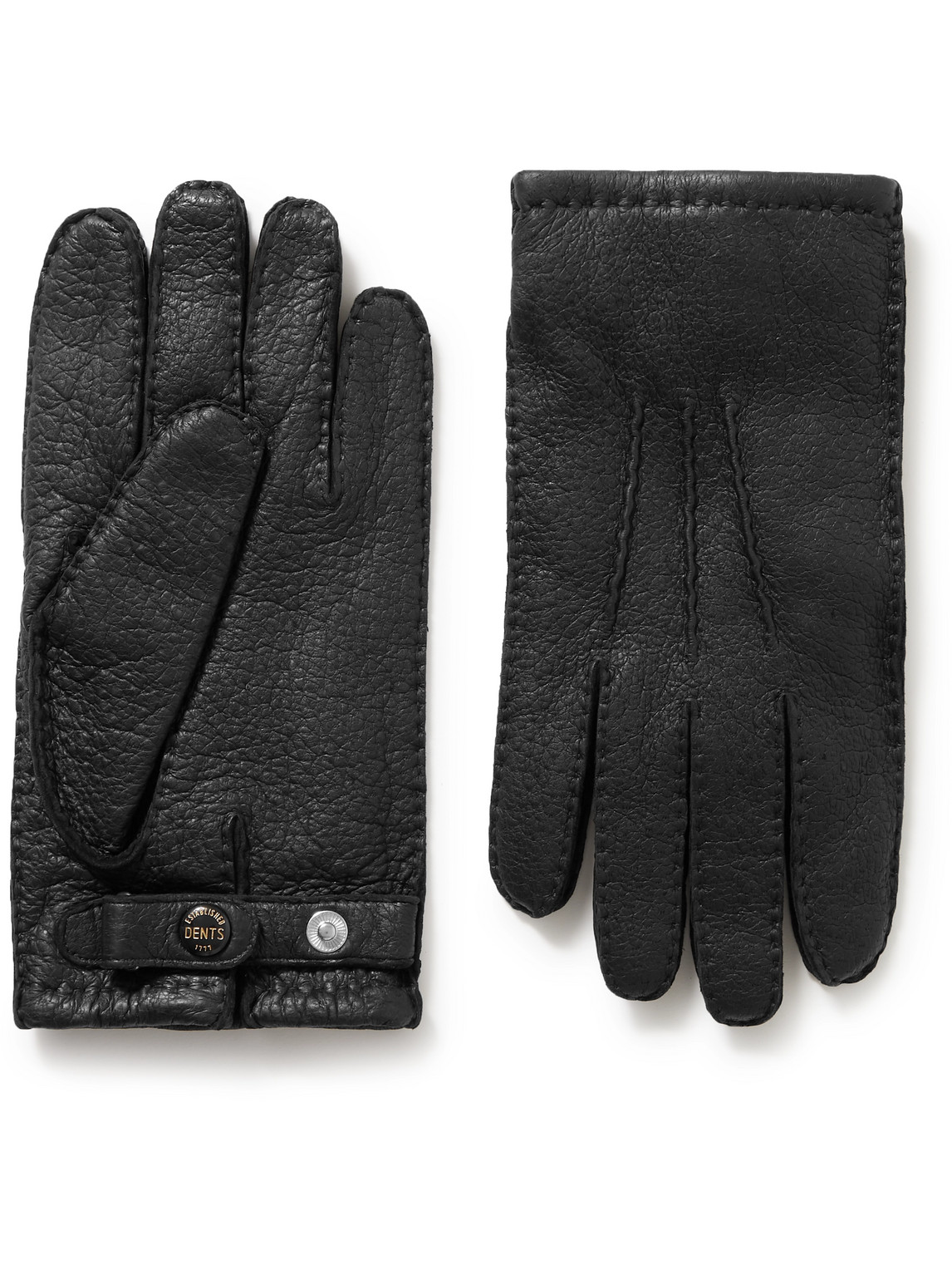 Dents Hampton Cashmere-lined Full-grain Leather Gloves In Black