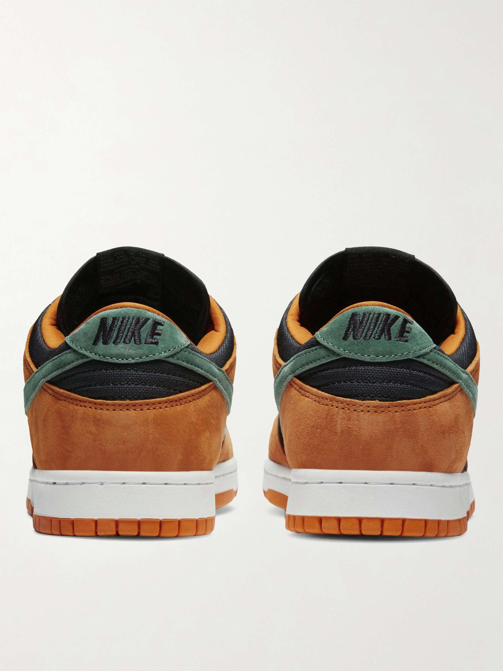NIKE Dunk Low Mesh-Trimmed Suede Sneakers
