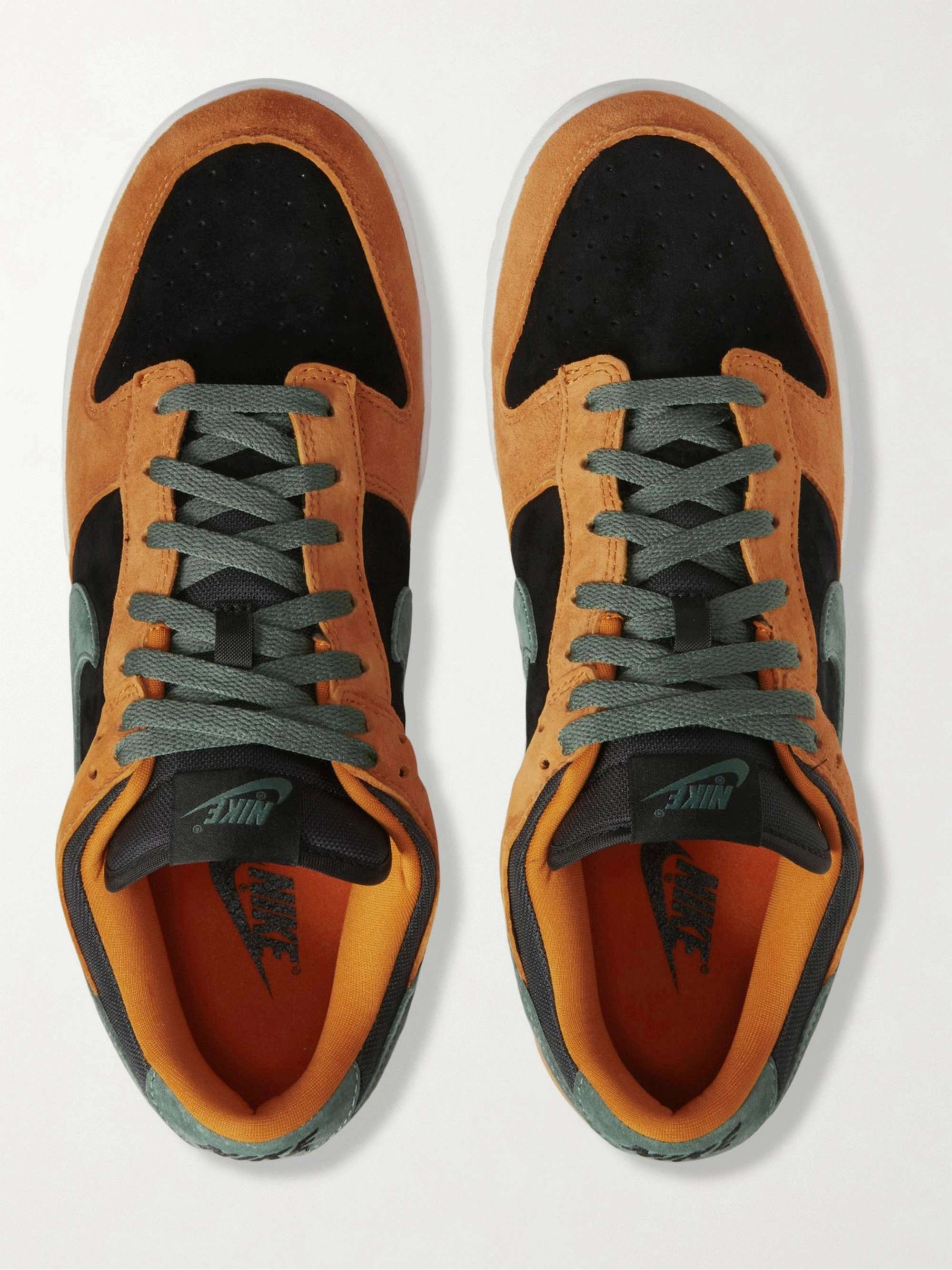 NIKE Dunk Low Mesh-Trimmed Suede Sneakers