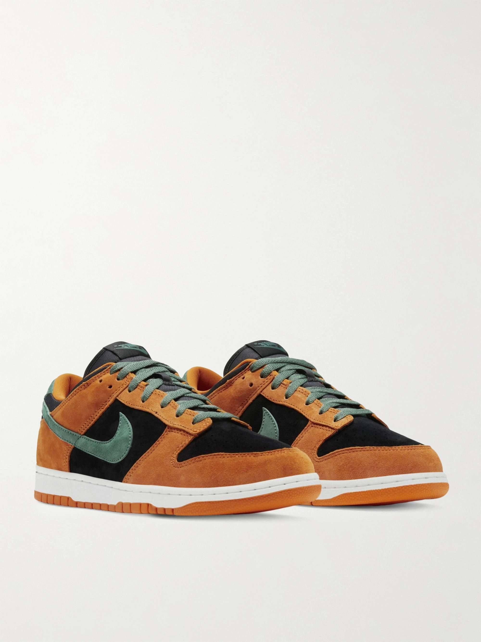 NIKE Dunk Low Mesh-Trimmed Suede Sneakers