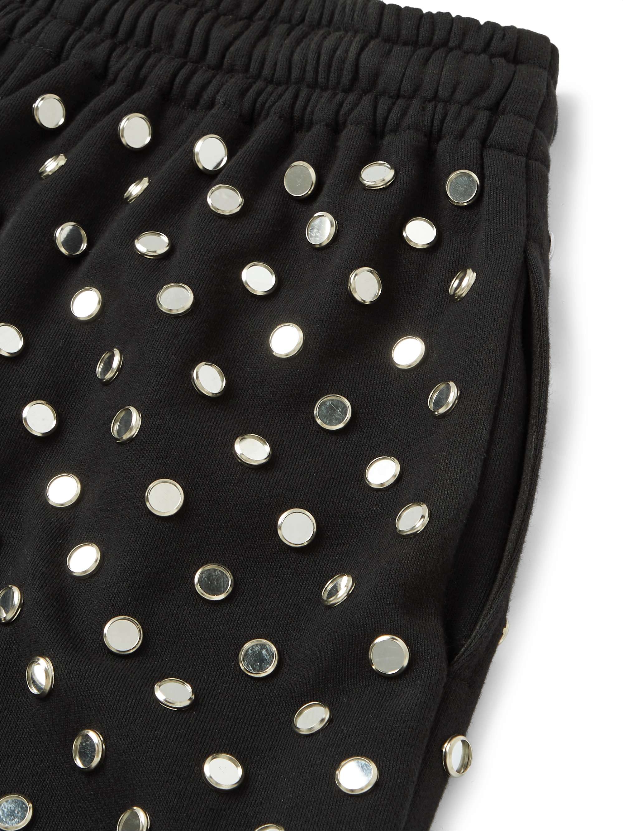CELINE HOMME Tapered Mirror-Studded Loopback Cotton-Jersey Sweatpants