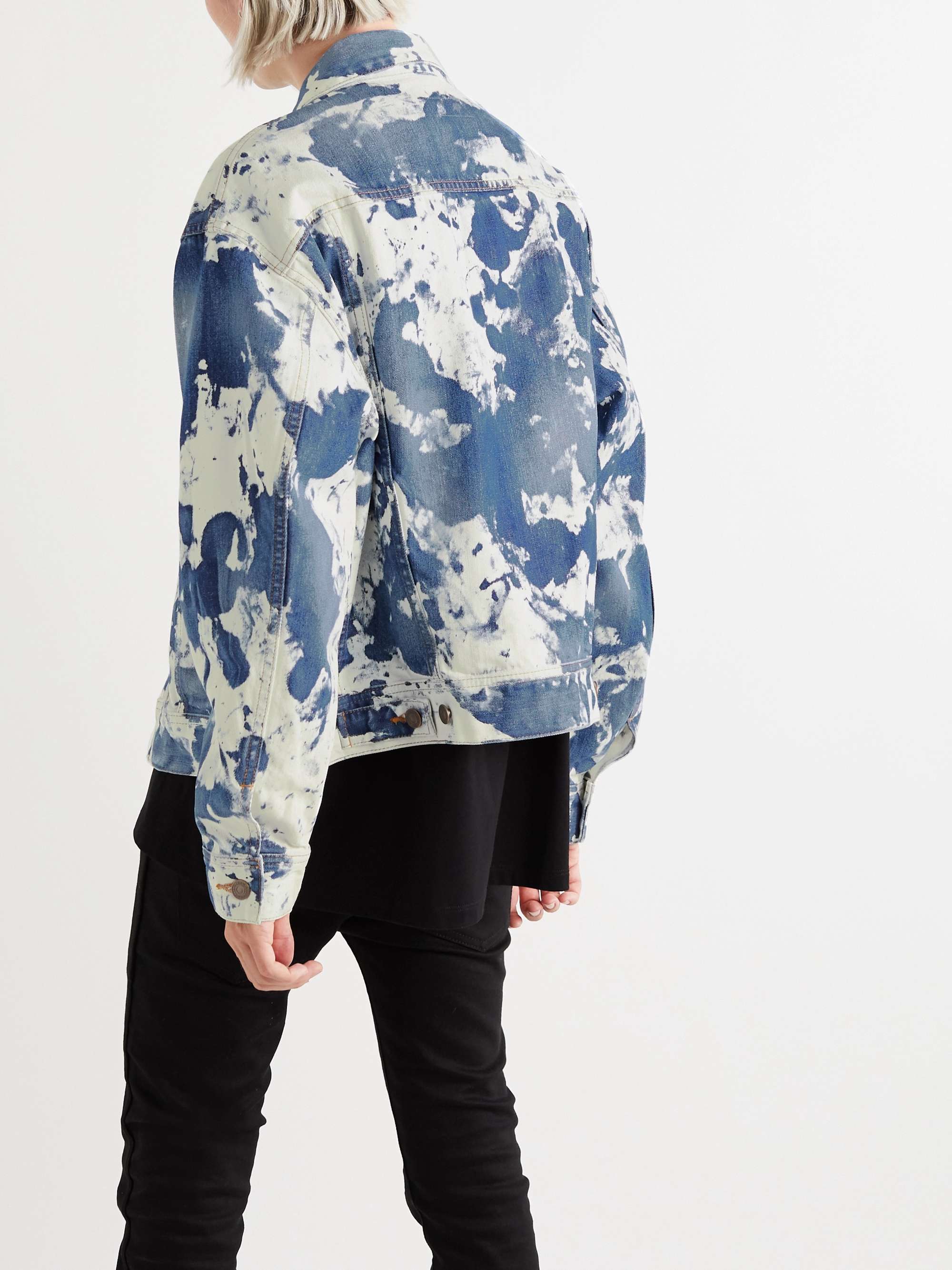 CELINE HOMME Loose-Fit Bleached Camouflage Denim Trucker Jacket