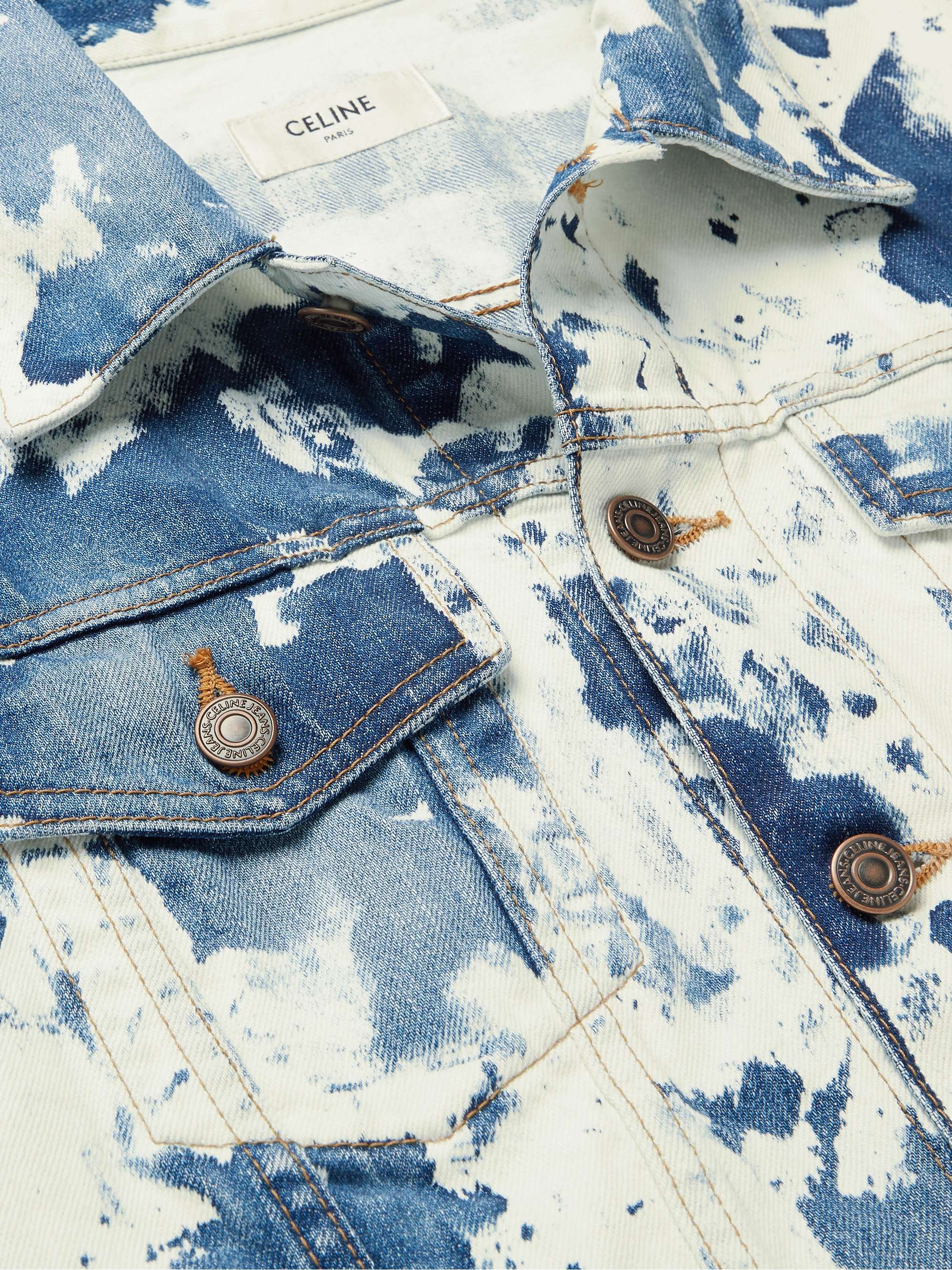 CELINE HOMME Loose-Fit Bleached Camouflage Denim Trucker Jacket