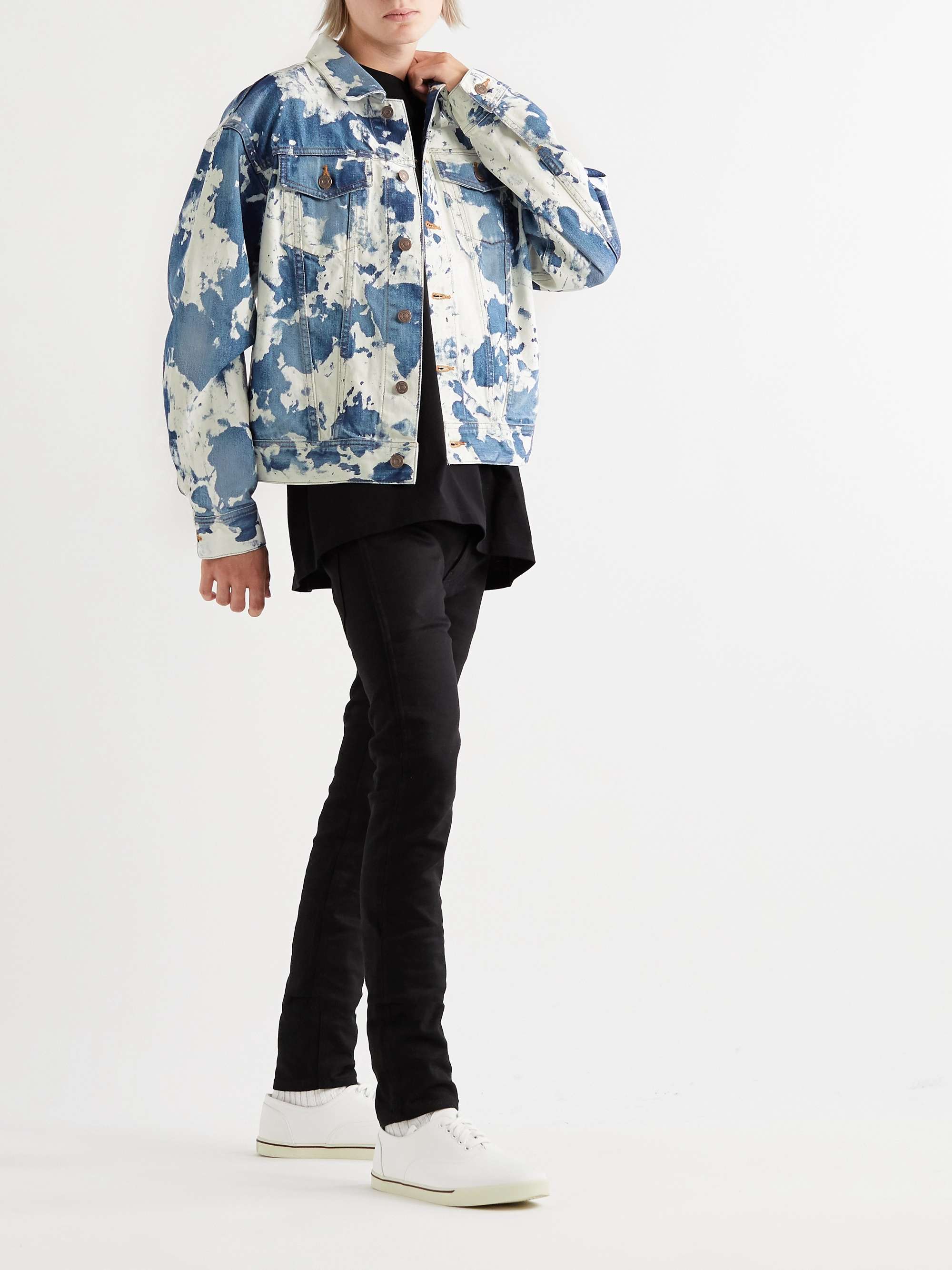 CELINE HOMME Loose-Fit Bleached Camouflage Denim Trucker Jacket