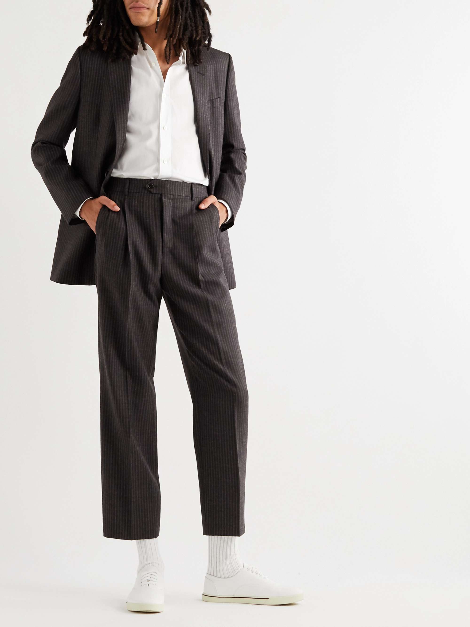 CELINE HOMME Striped Wool Skate Pants