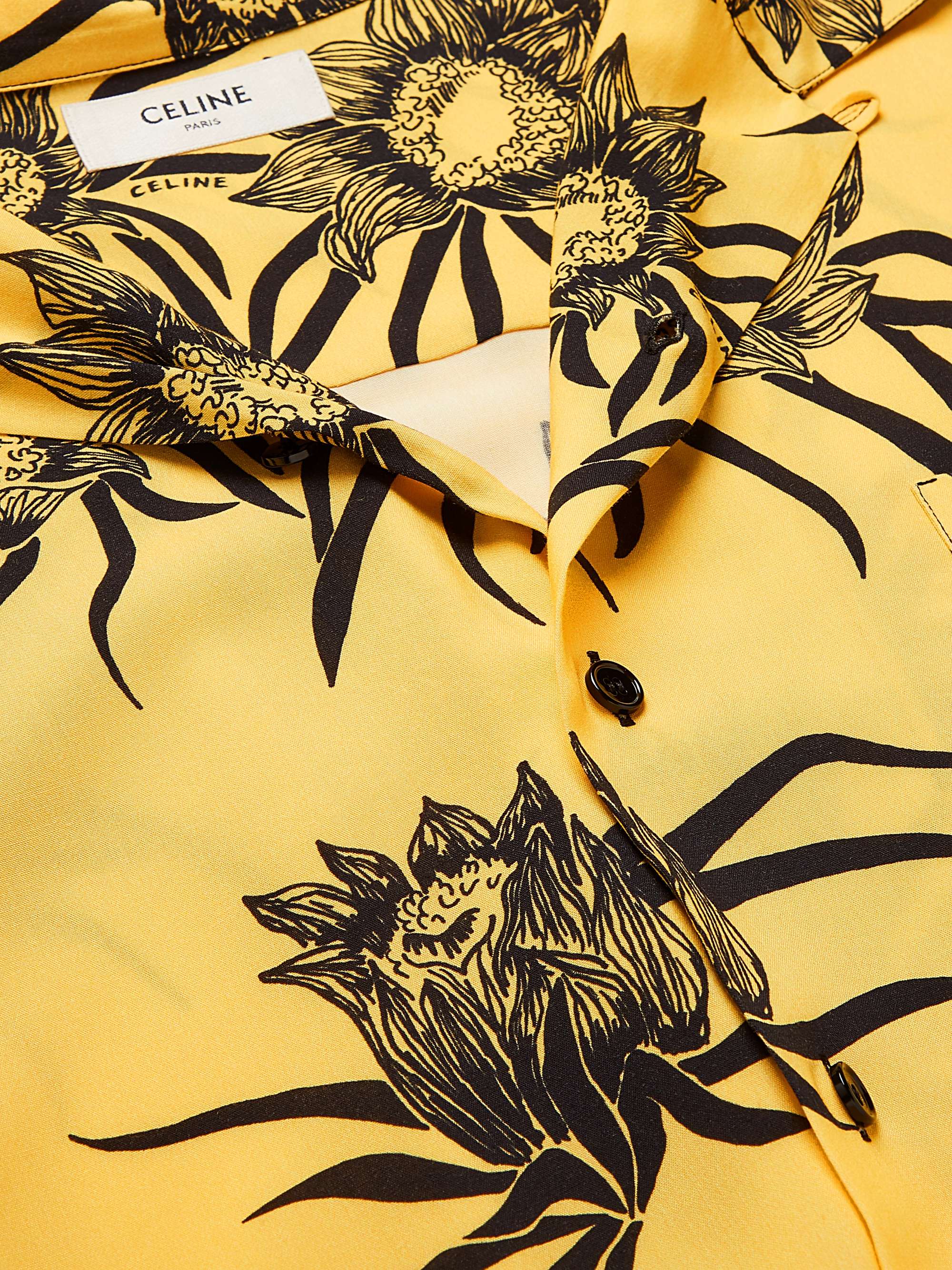 CELINE HOMME Camp-Collar Zebra-Print Woven Shirt