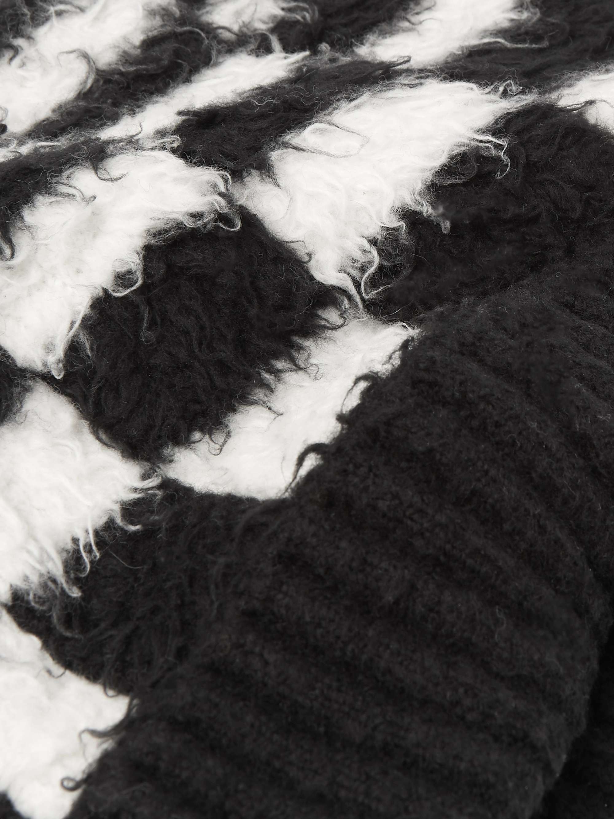 CELINE HOMME Checked Brushed Cotton-Blend Jacquard Beanie