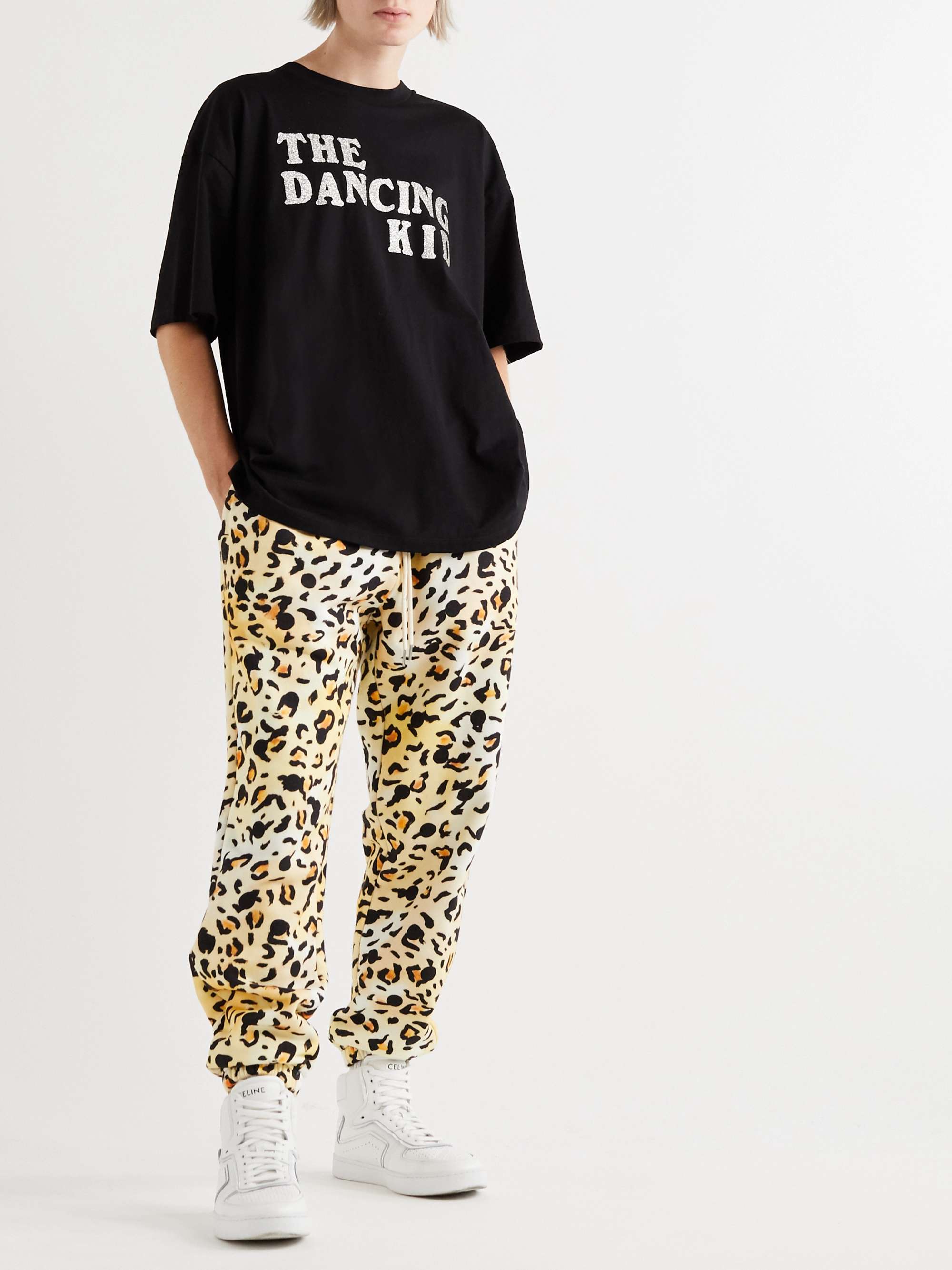 CELINE HOMME The Dancing Kid Glittered-Print Cotton-Jersey T-Shirt