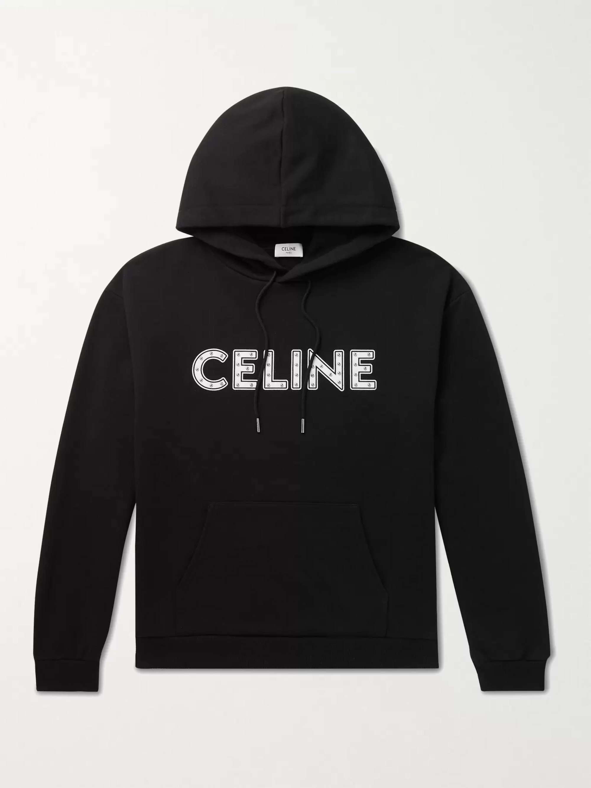 CELINE HOMME Celine-Printed Studded Cotton Hooded Sweatshirt for Men ...