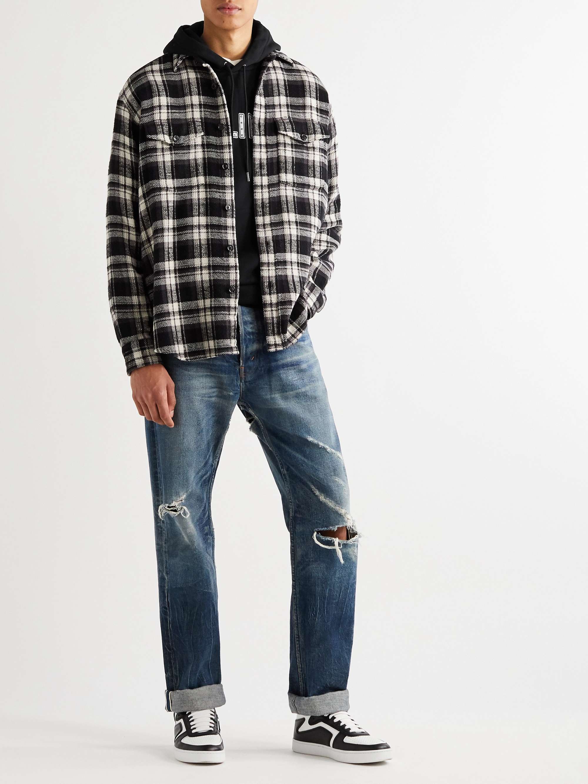 CELINE HOMME Celine-Printed Studded Cotton Hooded Sweatshirt