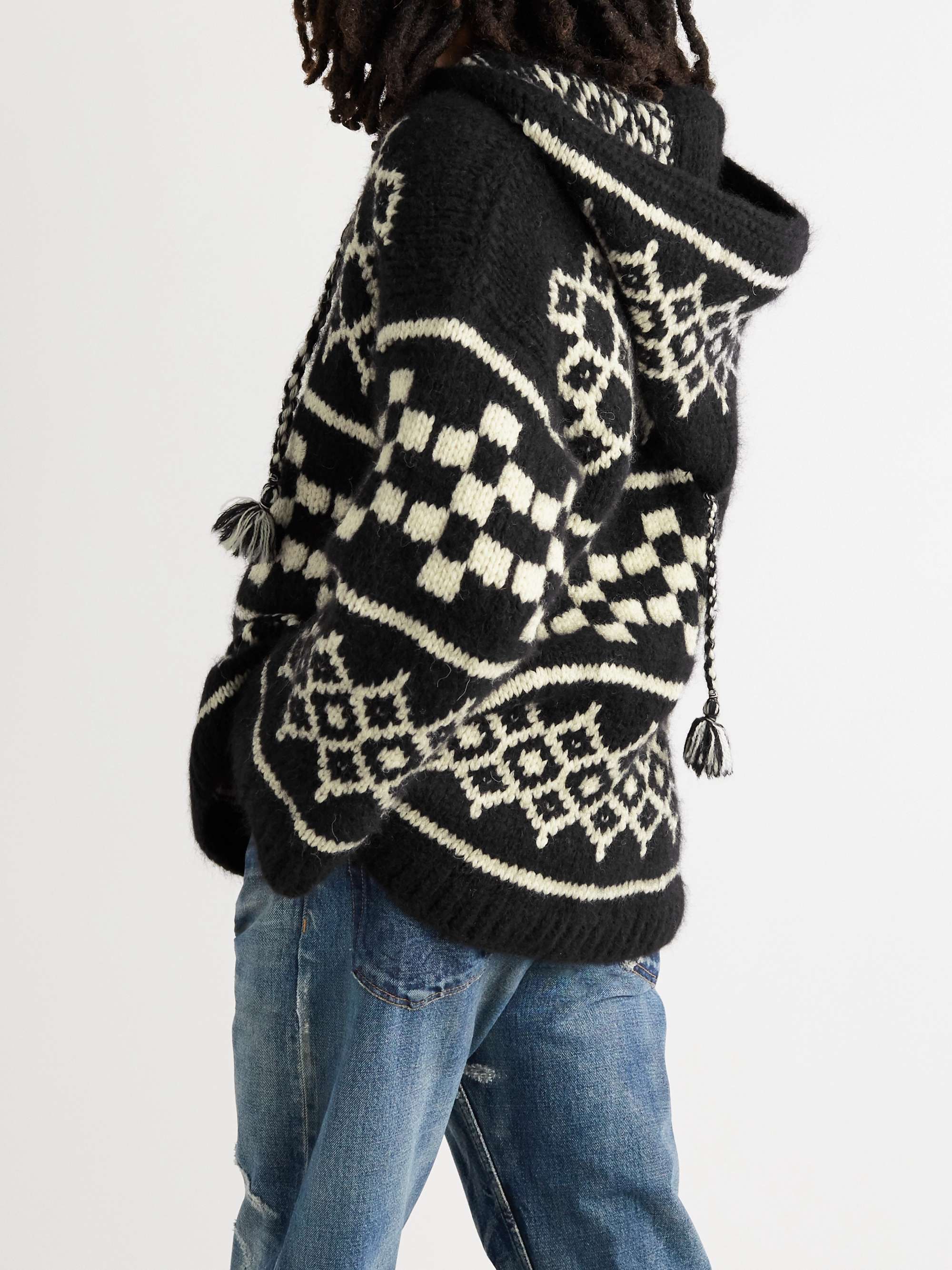 CELINE HOMME Baja Wool-Blend Jacquard Hooded Sweater