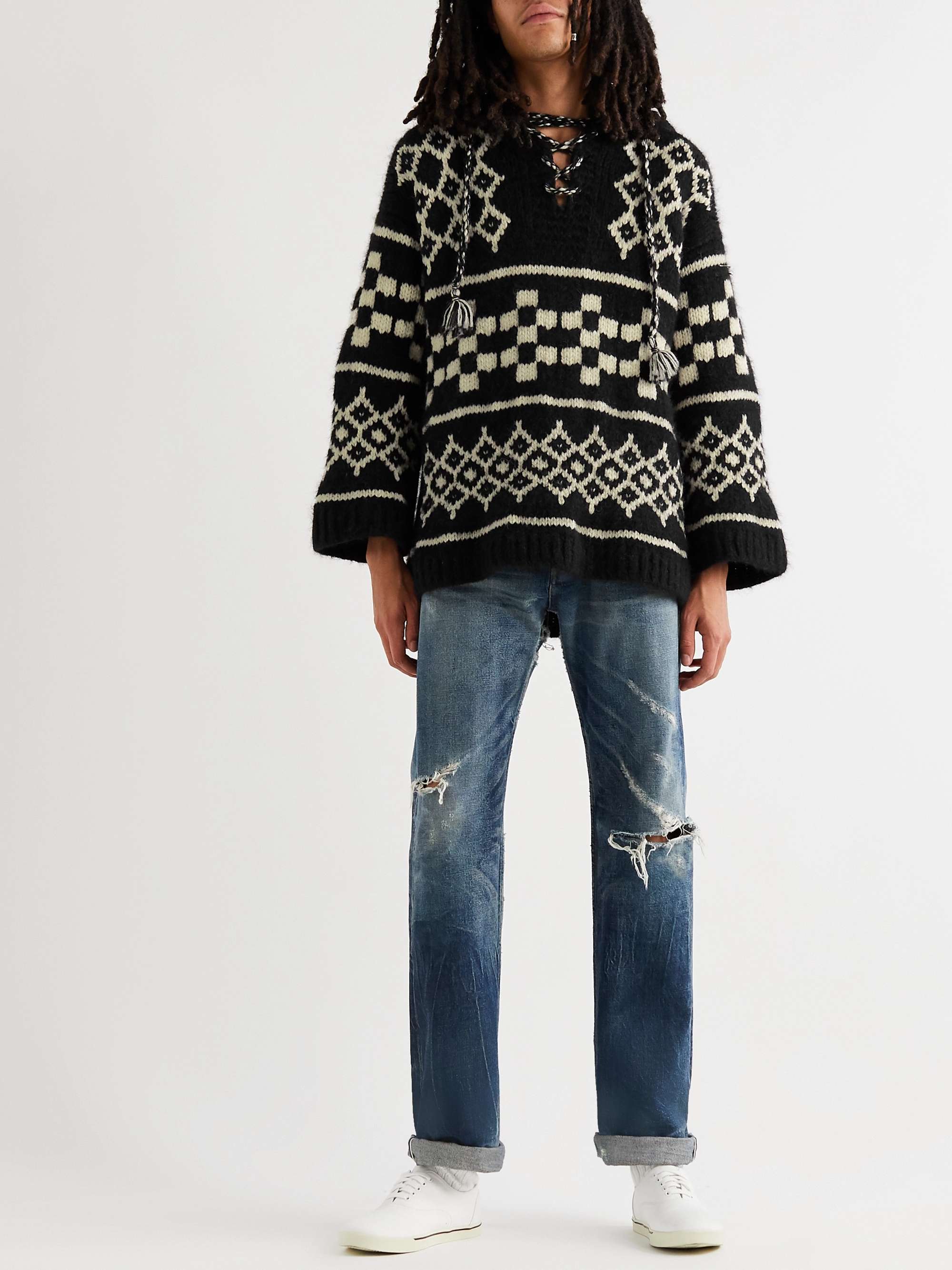 CELINE HOMME Baja Wool-Blend Jacquard Hooded Sweater