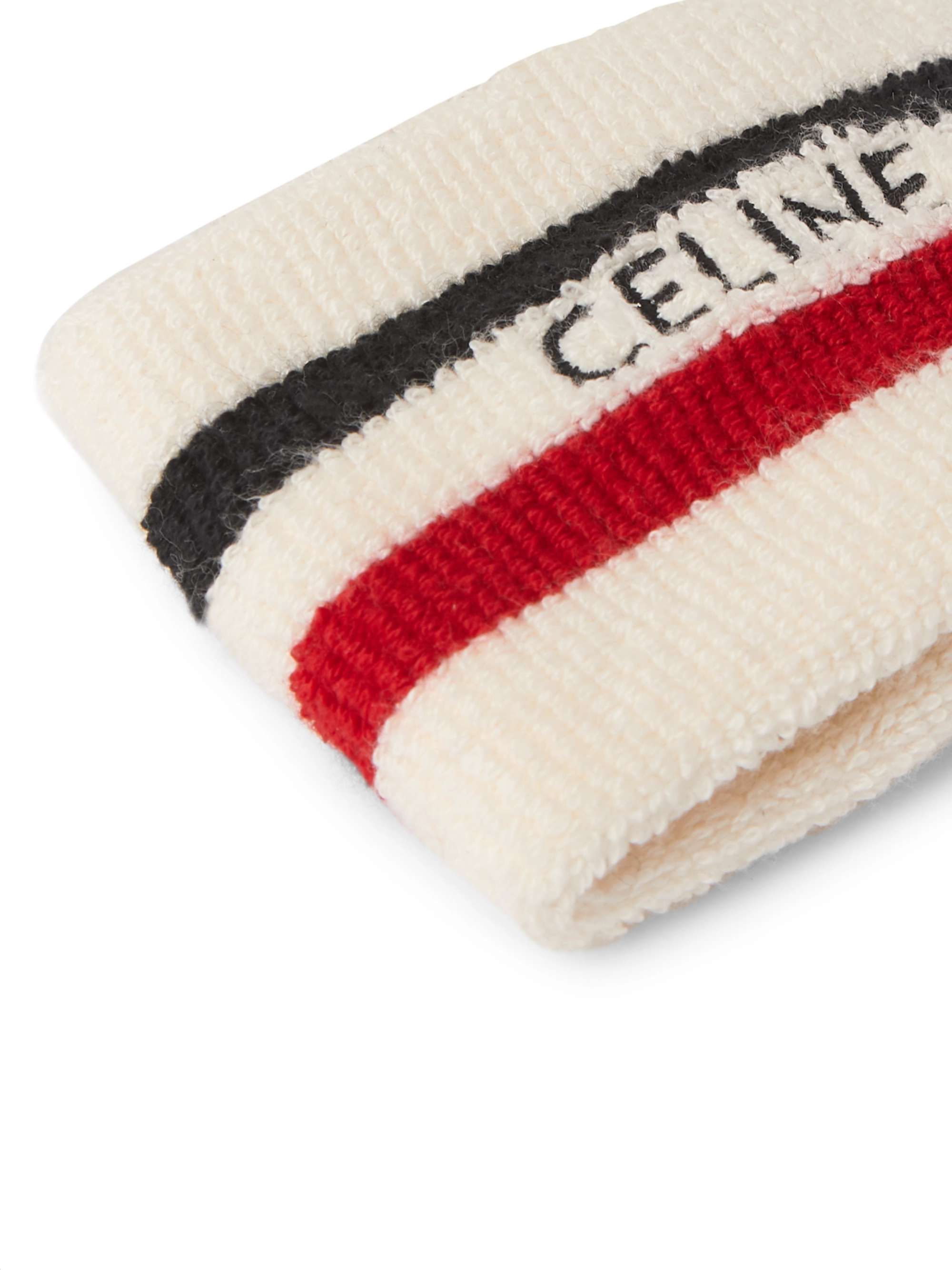 CELINE HOMME Embroidered Cotton-Blend Terry Tennis Wristband