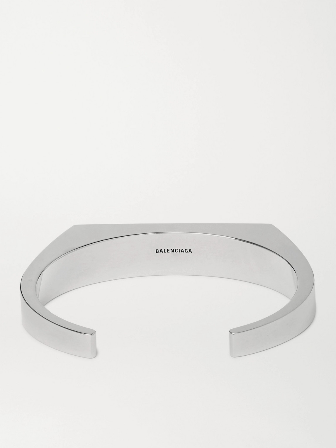 Shop Balenciaga Logo-detailed Silver-tone Cuff