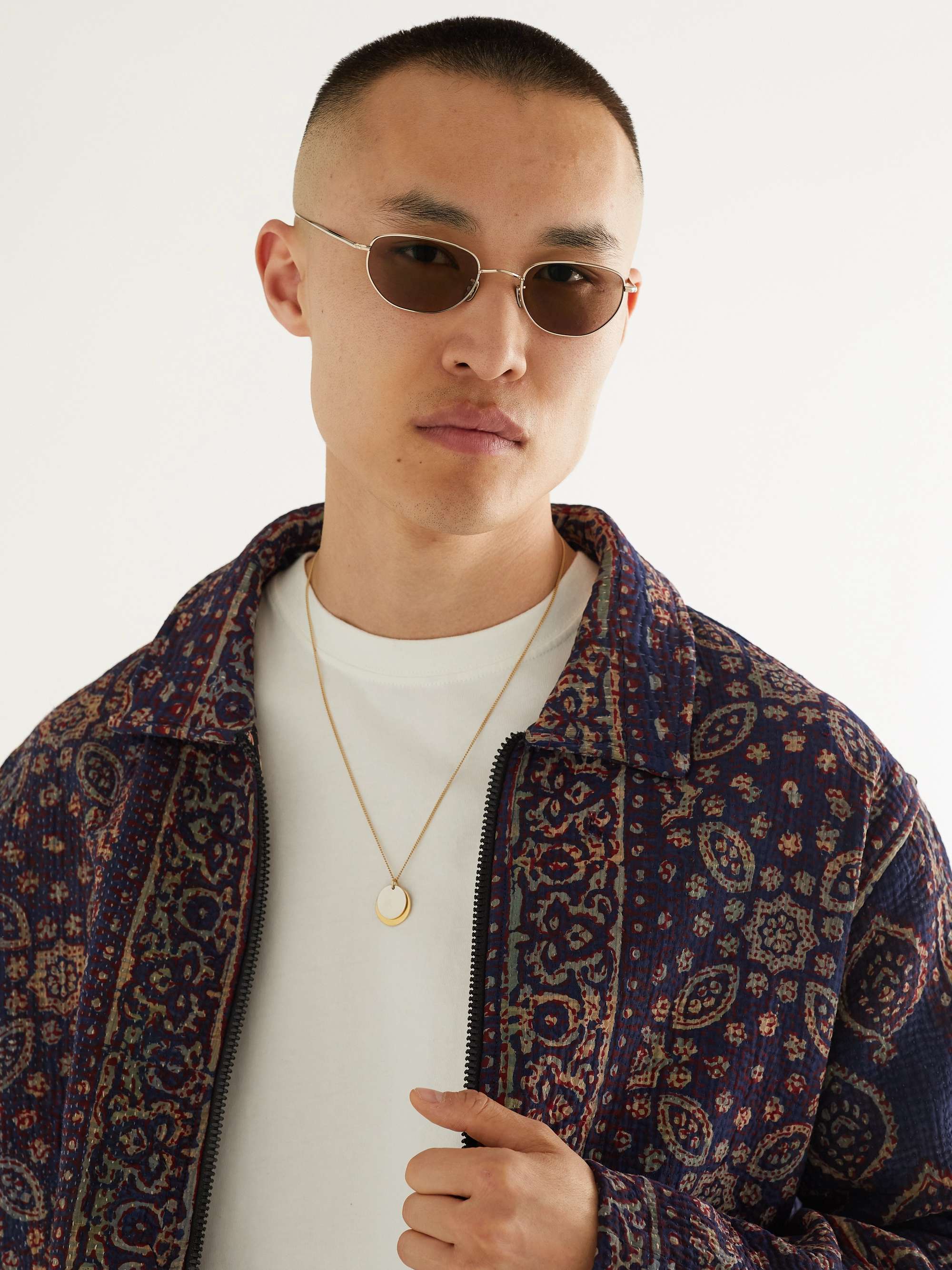 EYEVAN 7285 Oval-Frame Gold-Tone Titanium Sunglasses | MR PORTER