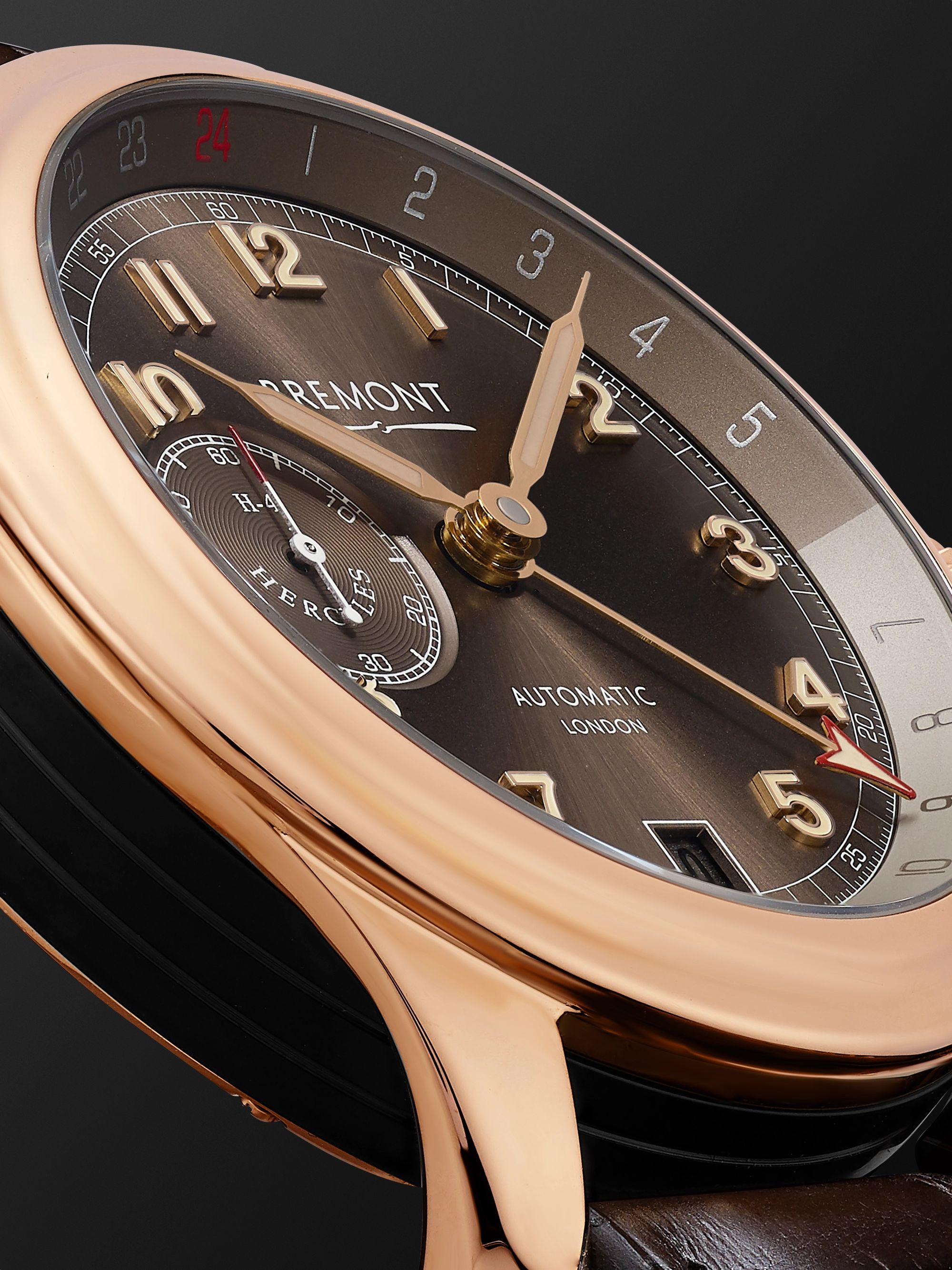 BREMONT H-4 Hercules Limited Edition Automatic 43mm 18-Karat Rose Gold and Alligator Watch