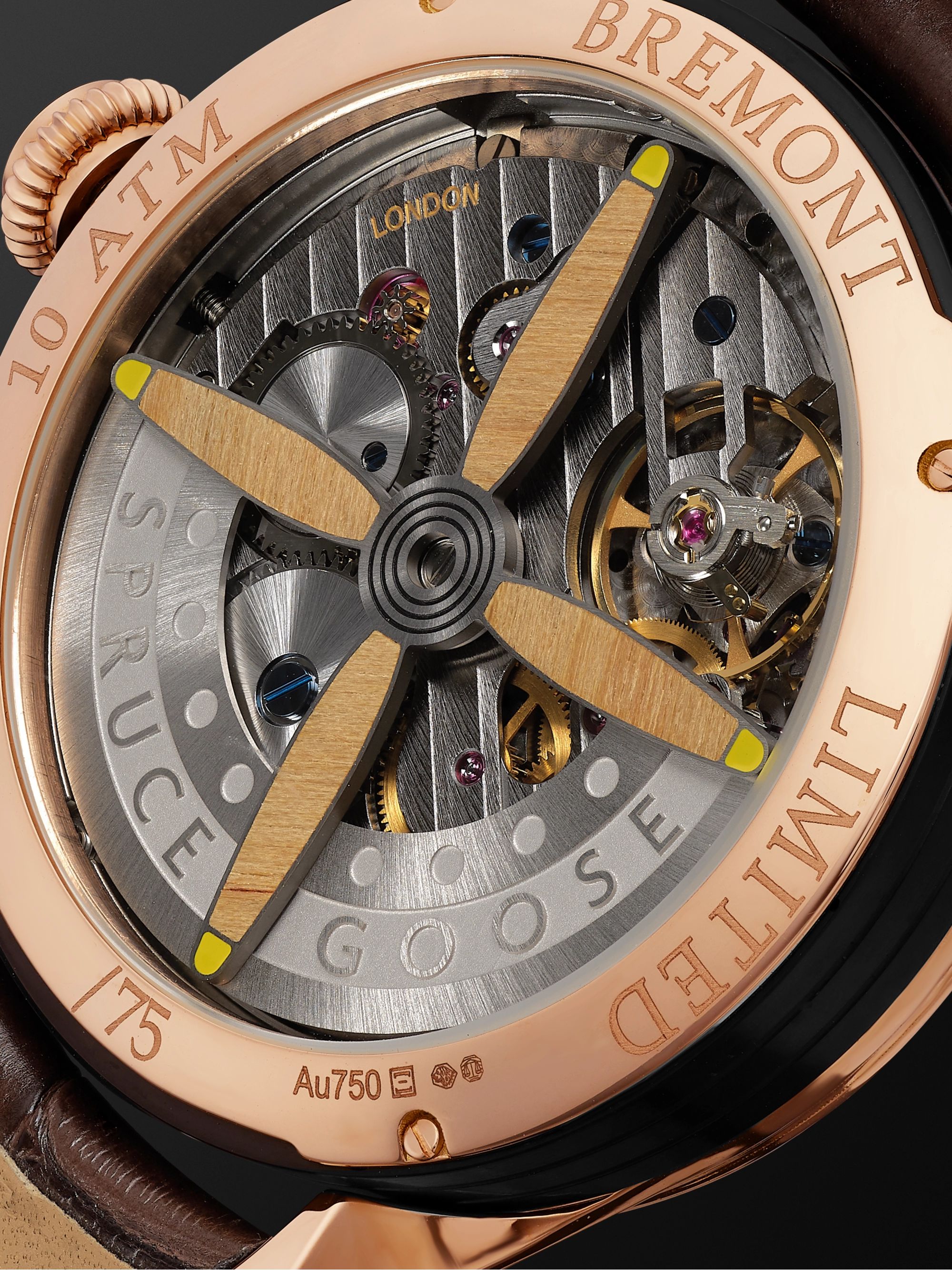 BREMONT H-4 Hercules Limited Edition Automatic 43mm 18-Karat Rose Gold and Alligator Watch