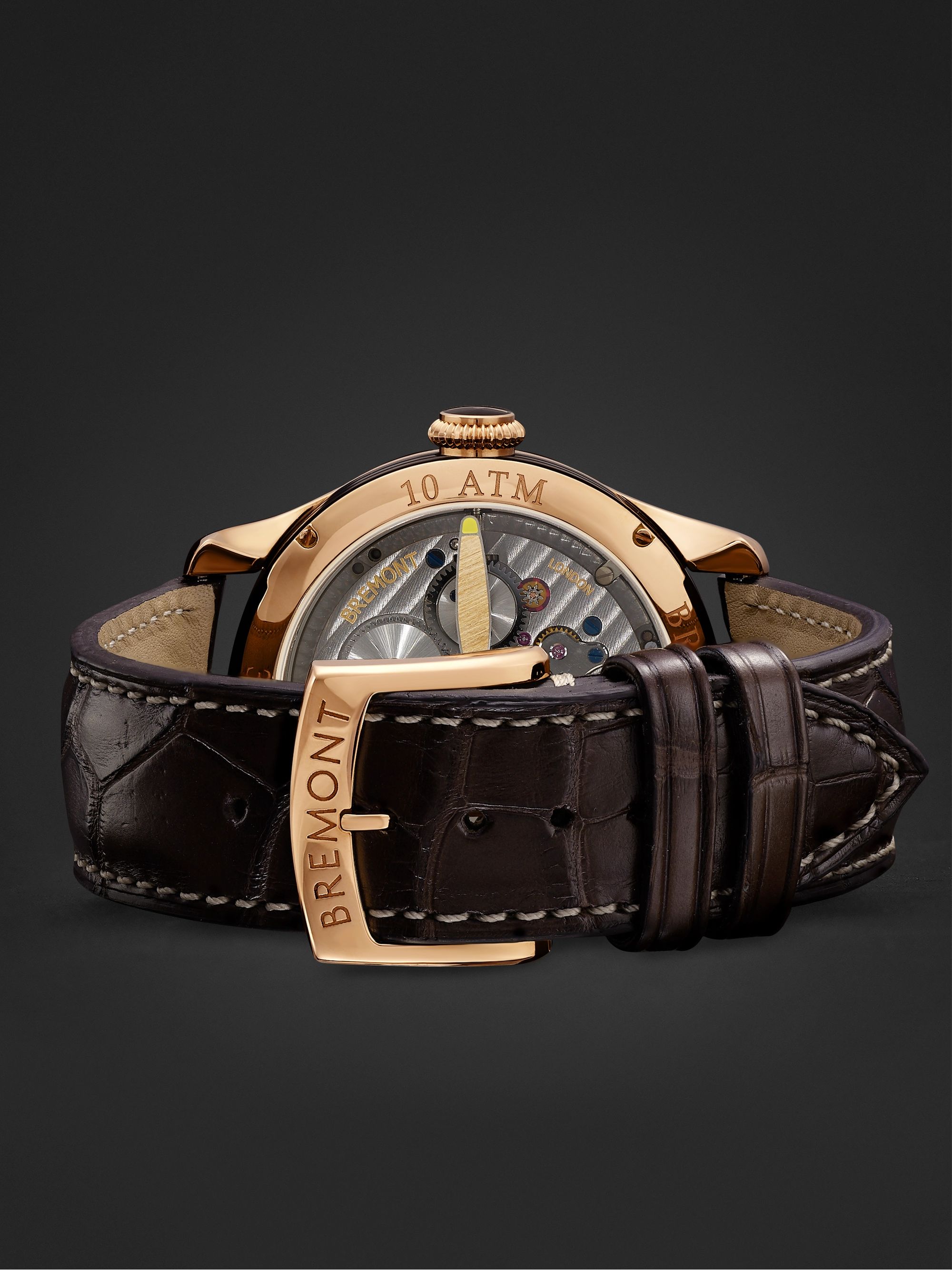 BREMONT H-4 Hercules Limited Edition Automatic 43mm 18-Karat Rose Gold and Alligator Watch
