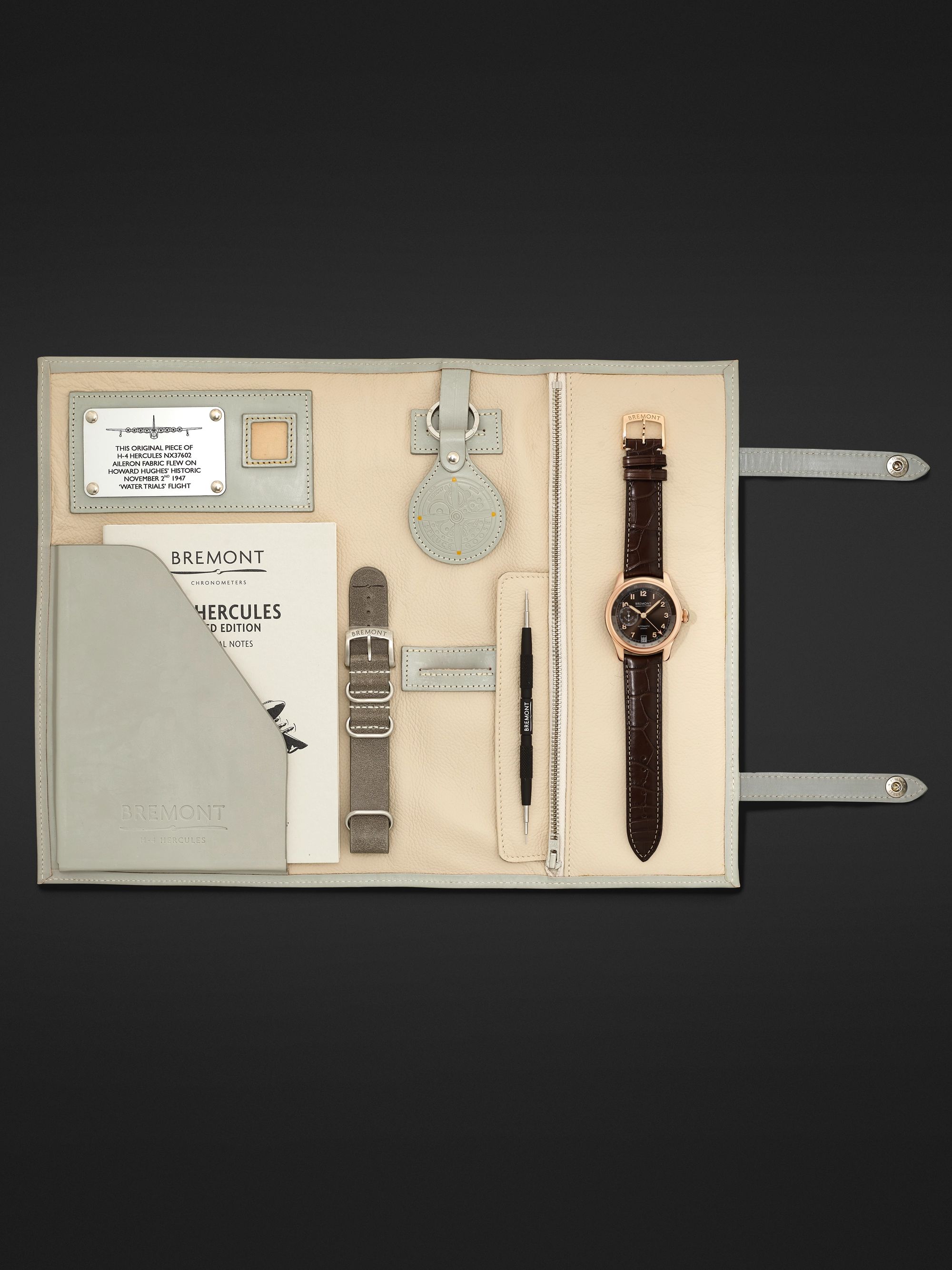 BREMONT H-4 Hercules Limited Edition Automatic 43mm 18-Karat Rose Gold and Alligator Watch