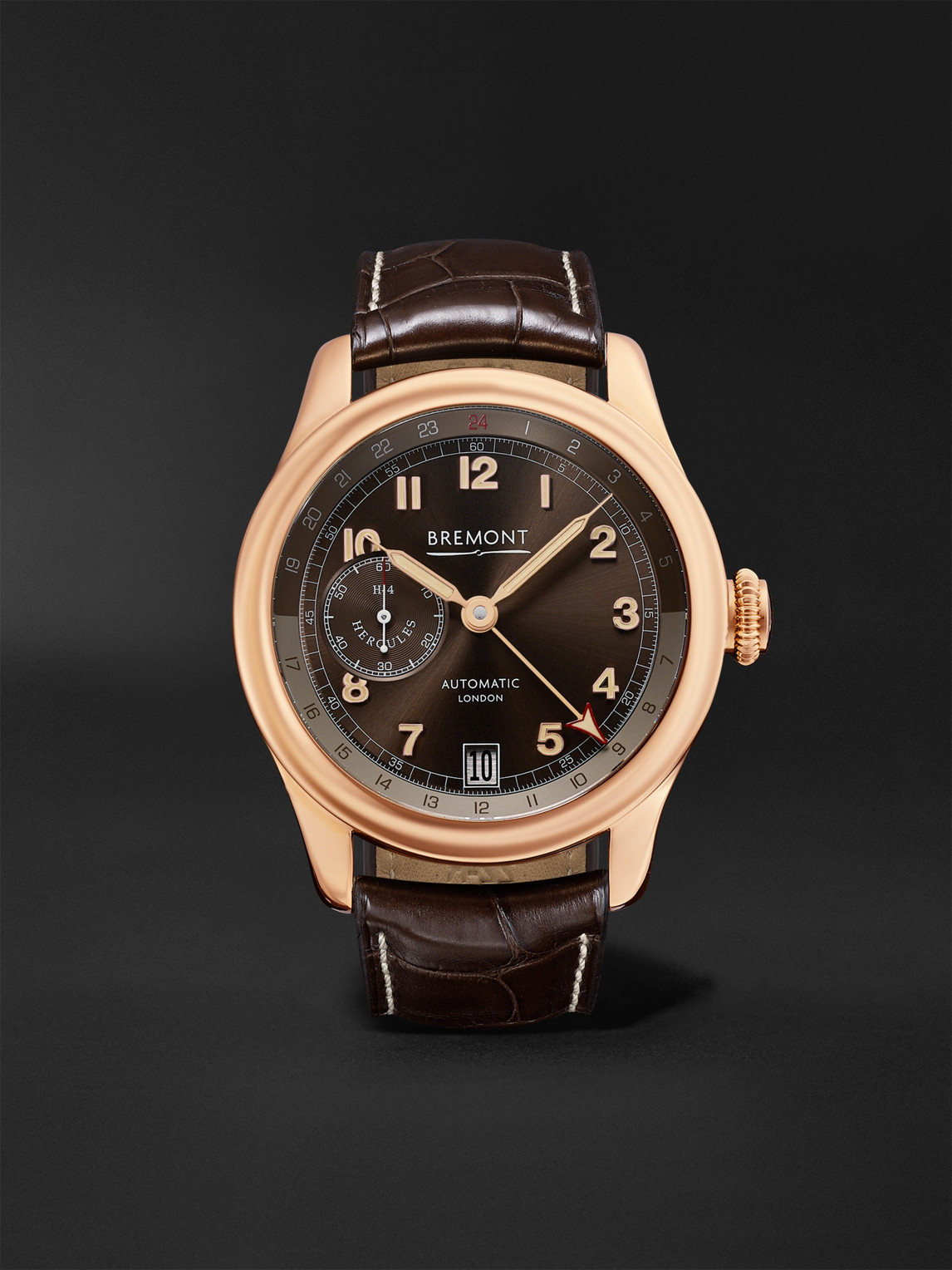 Bremont – H-4 Hercules Limited Edition Automatic 43mm 18-Karat Rose Gold and Alligator Watch