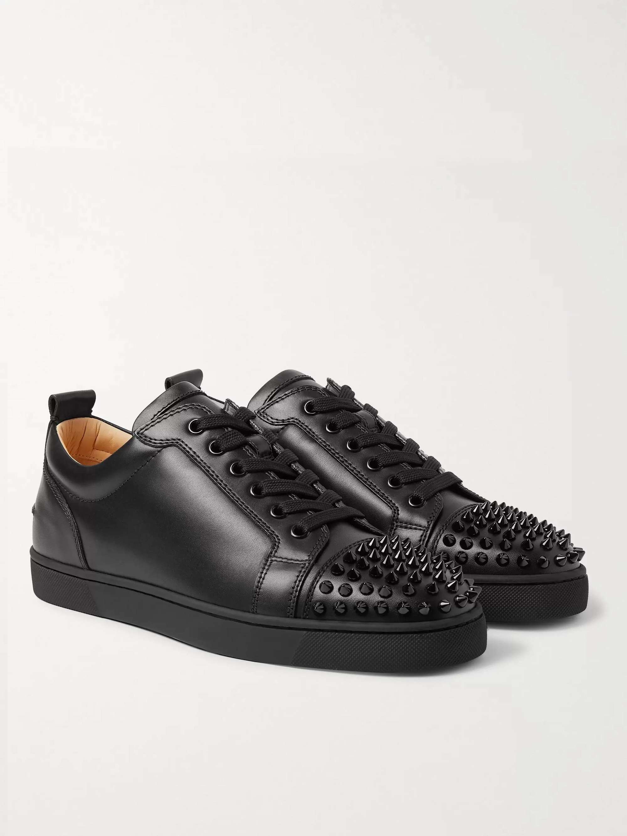CHRISTIAN LOUBOUTIN Louis Junior Spikes Cap-Toe Suede Sneakers