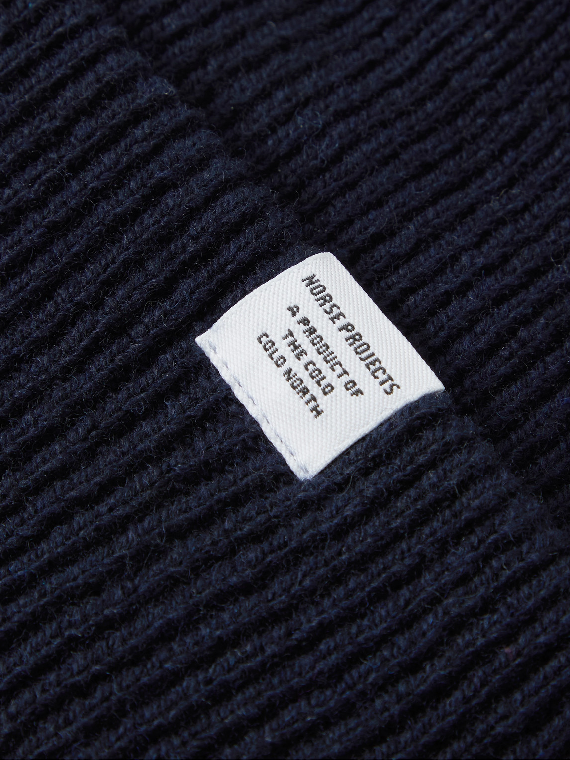 Shop Norse Projects Ribbed Wool Beanie In Blue
