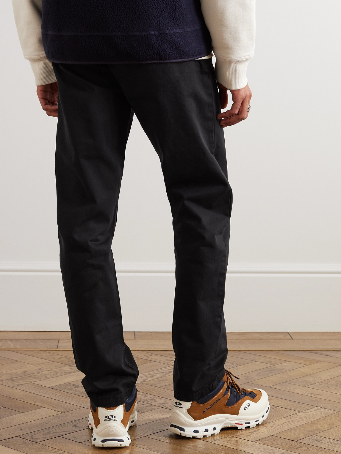 Shop Norse Projects Aros Heavy Straight-leg Organic Cotton Trousers In Black