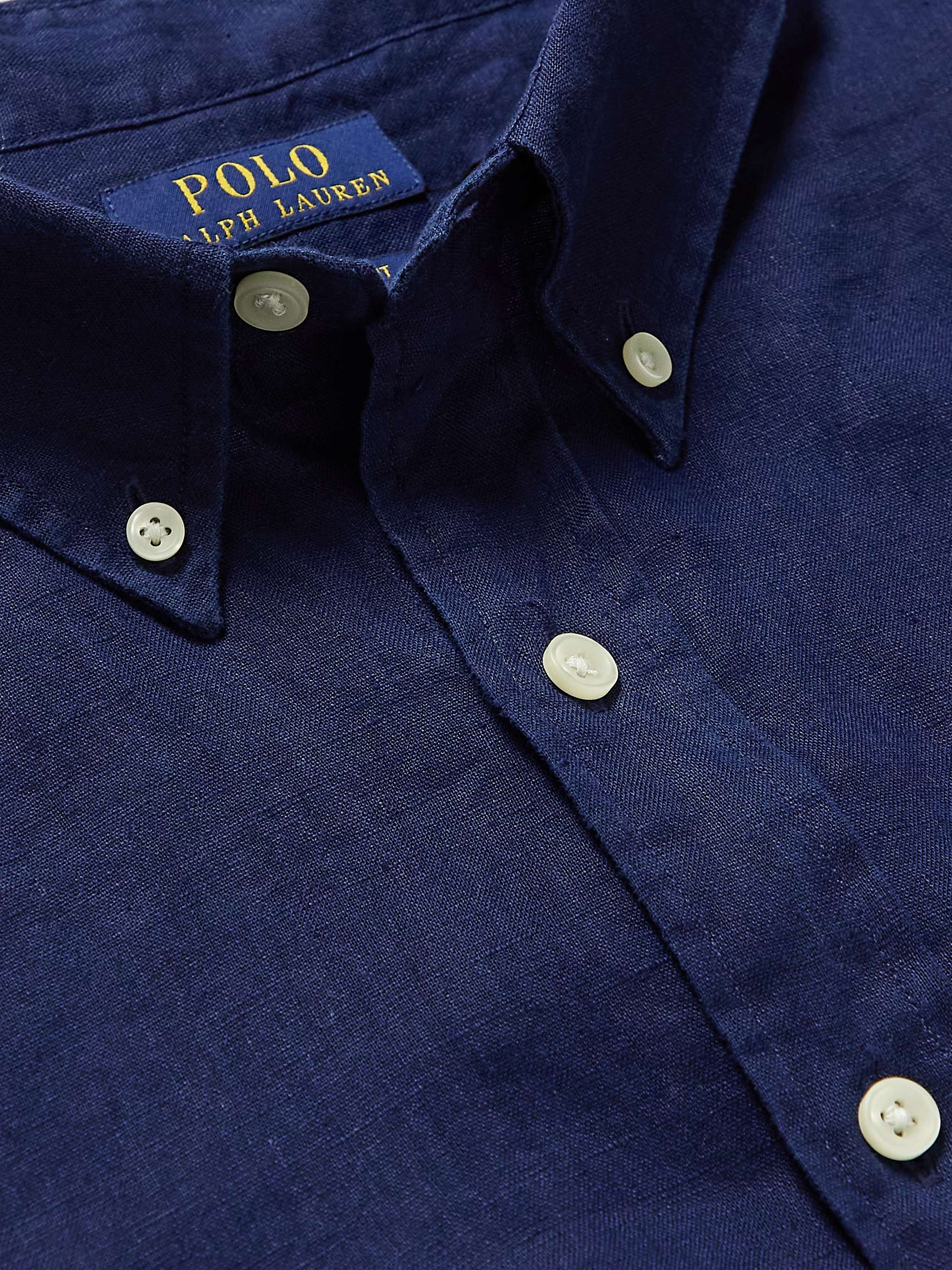 POLO RALPH LAUREN Button-Down Collar Logo-Embroidered Linen Shirt