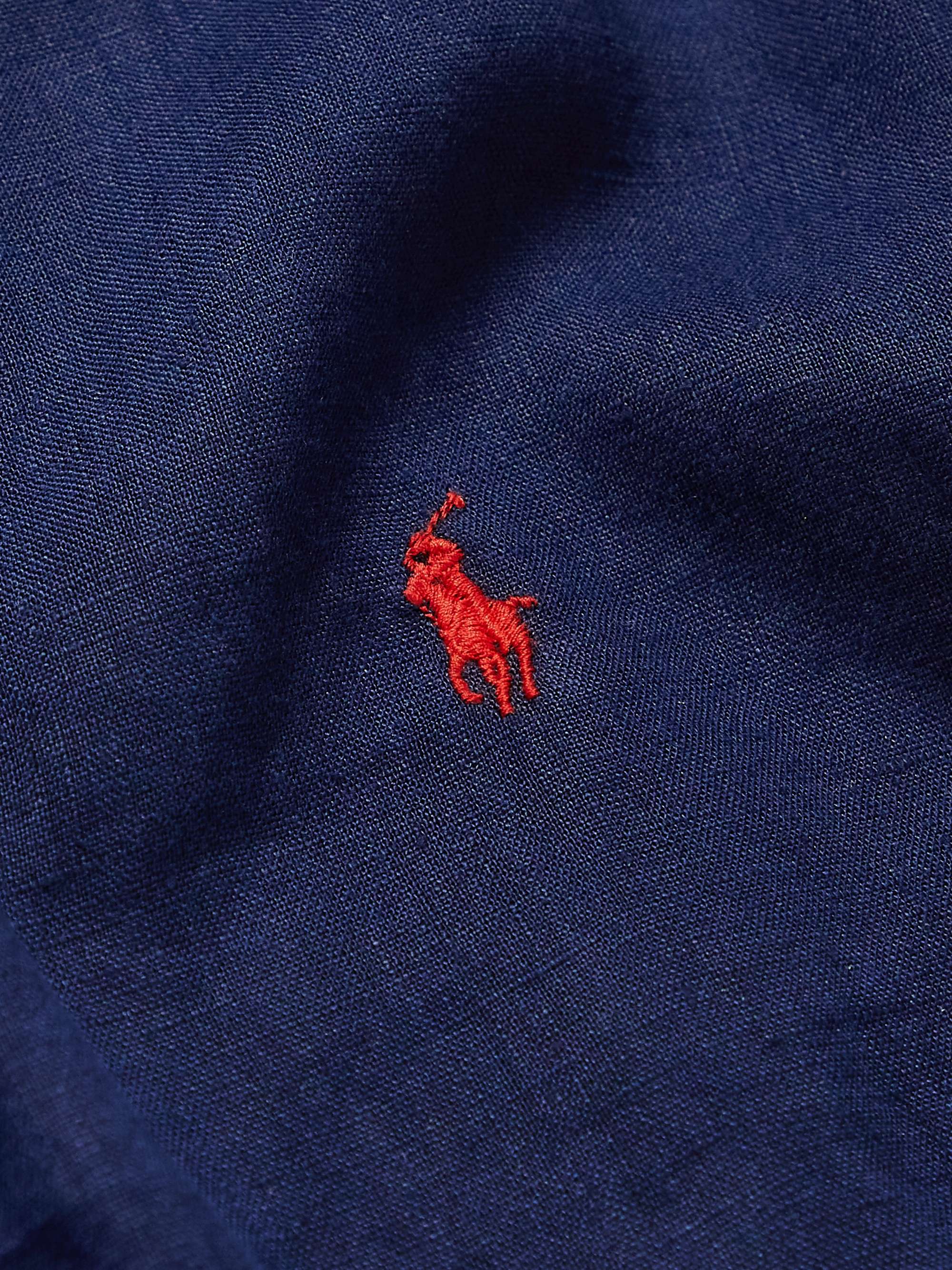 POLO RALPH LAUREN Button-Down Collar Logo-Embroidered Linen Shirt