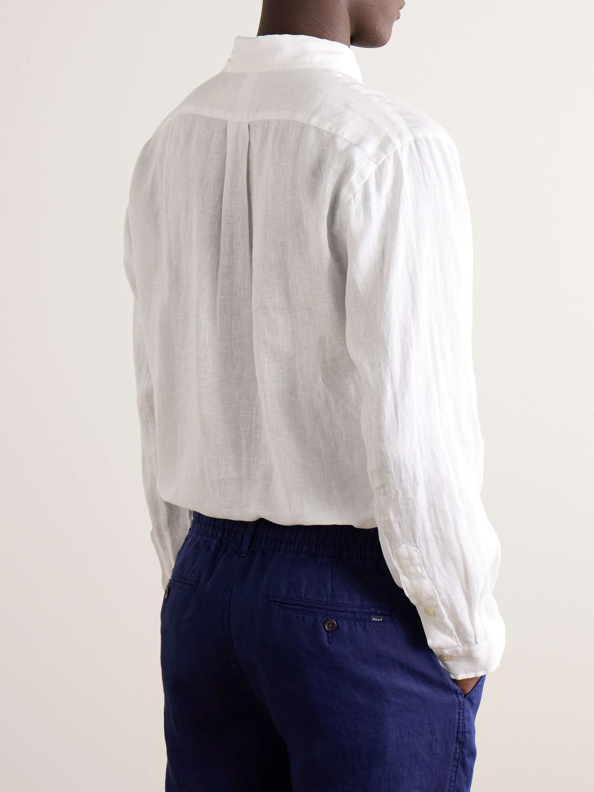POLO RALPH LAUREN Button-Down Collar Logo-Embroidered Linen Shirt