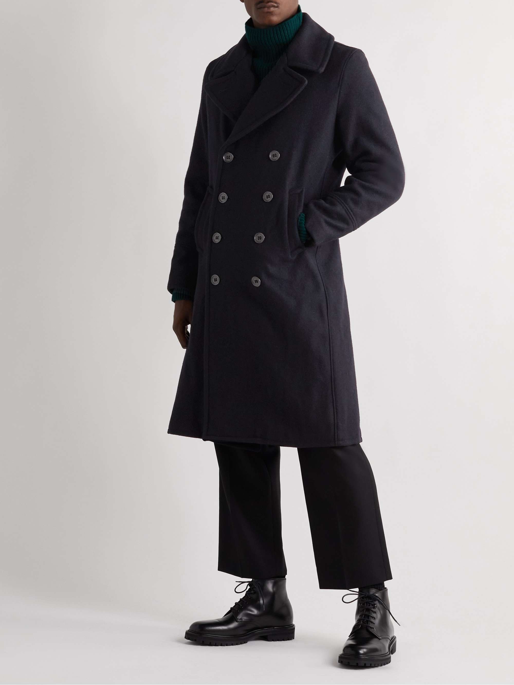 SCHOTT Slim-Fit Double-Breasted Wool-Blend Coat for Men | MR PORTER