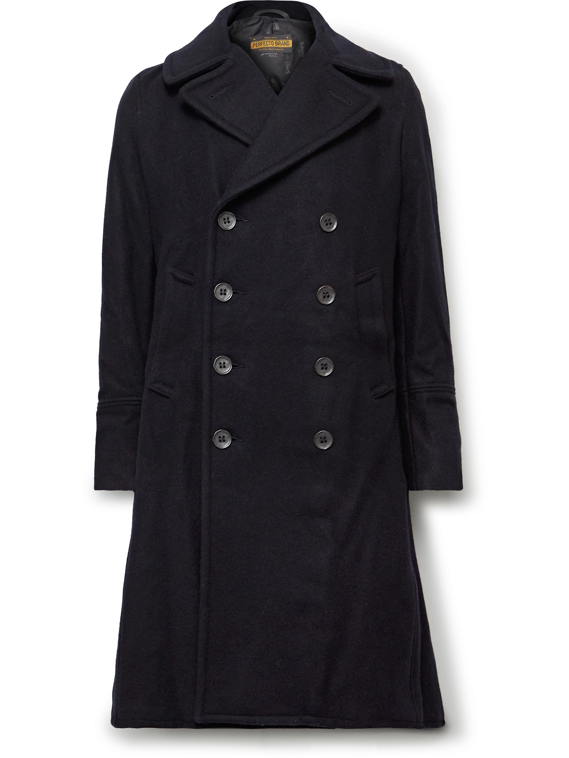 SCHOTT SLIM-FIT DOUBLE-BREASTED WOOL-BLEND COAT