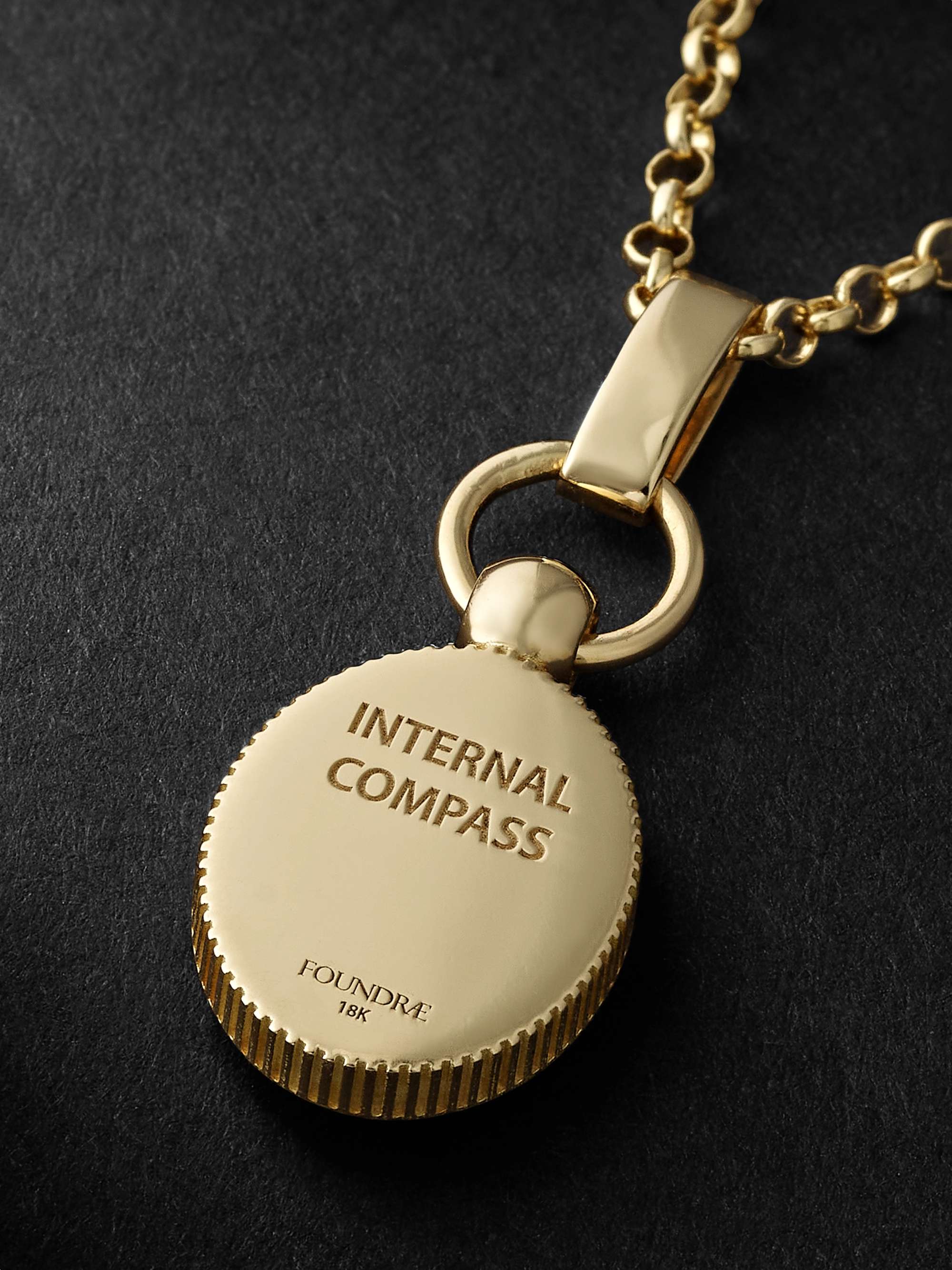 FOUNDRAE Internal Compass Gold Pendant Necklace