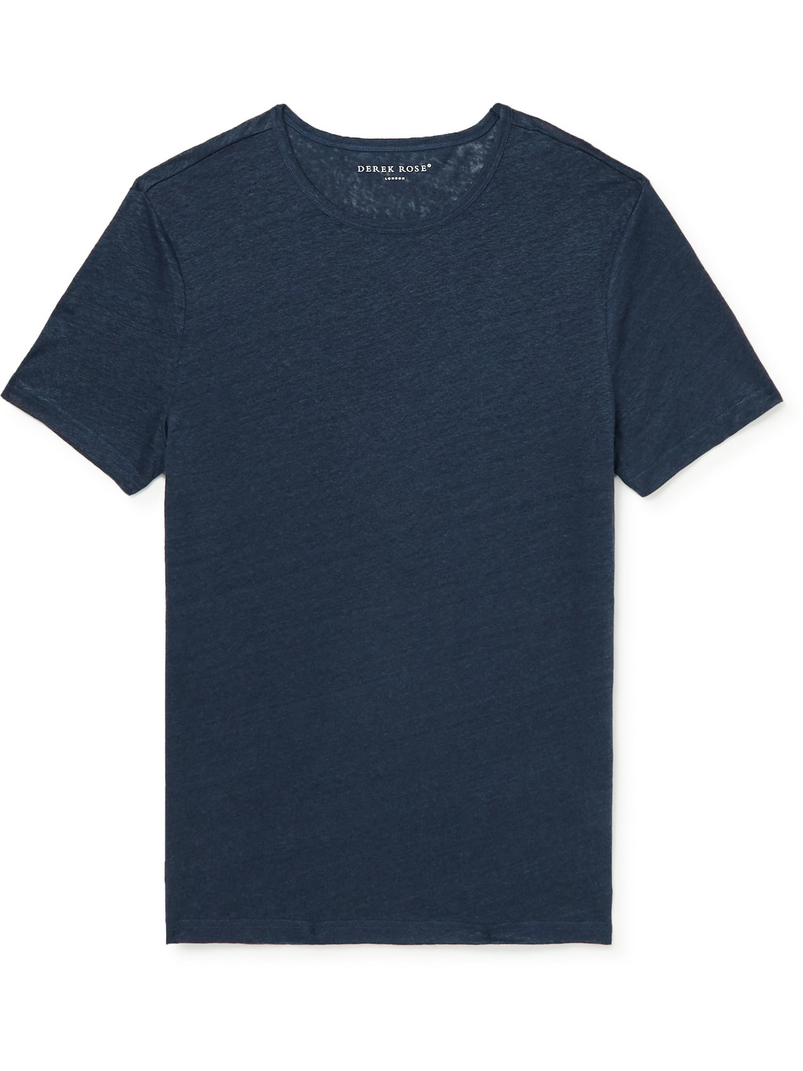 Derek Rose Jordan Crewneck Linen T-shirt In Navy