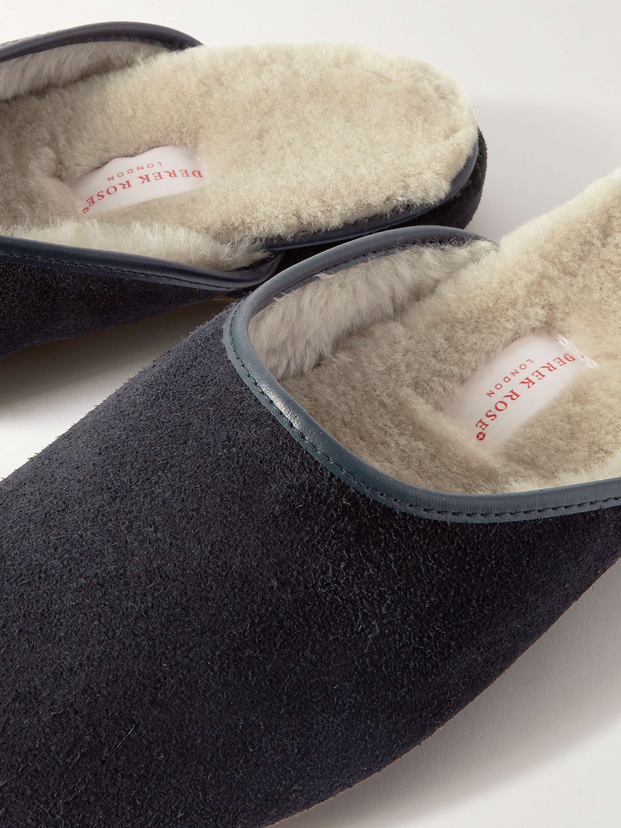 DEREK ROSE Shearling-Lined Suede Slippers