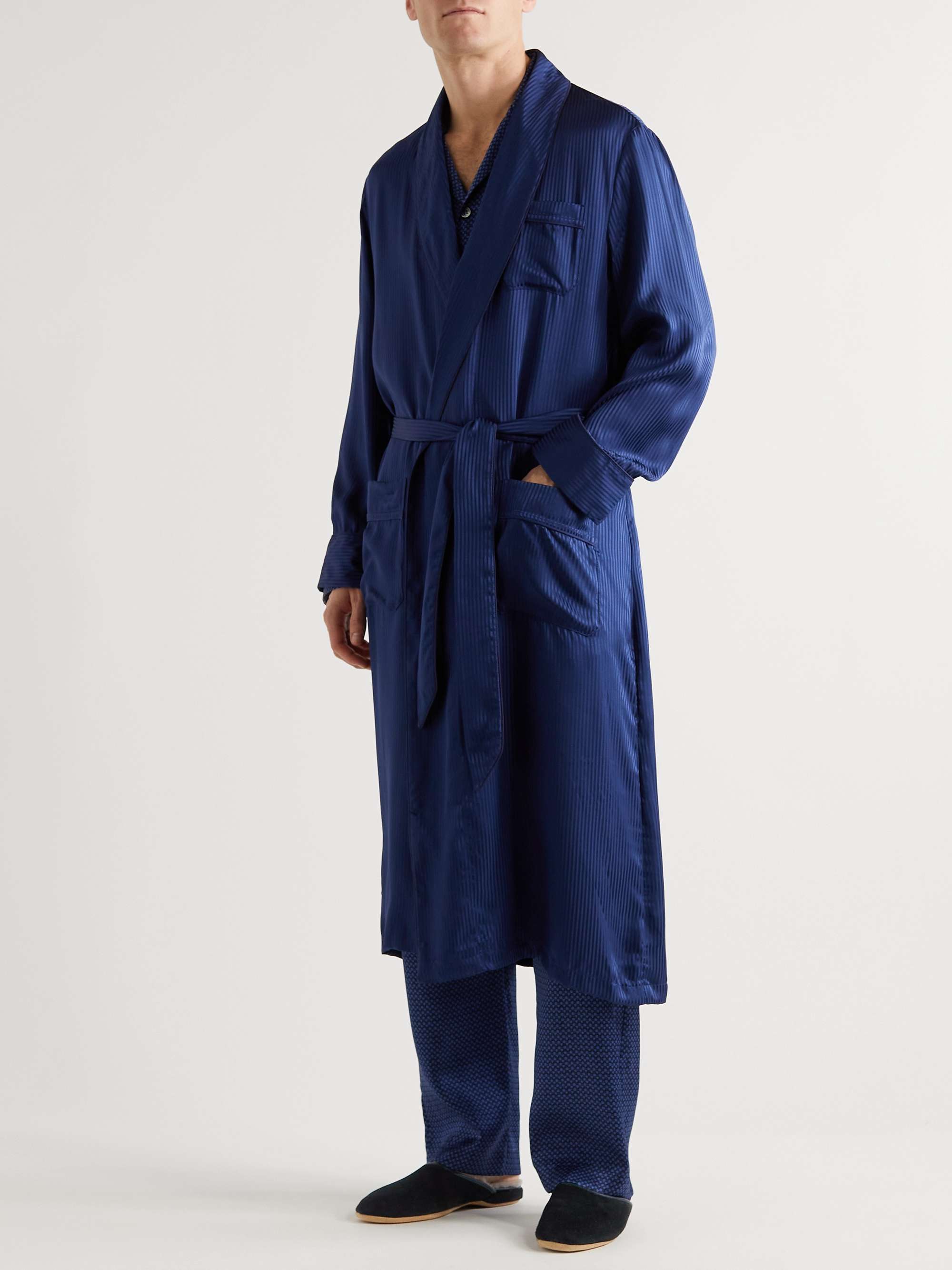 DEREK ROSE Shearling-Lined Suede Slippers
