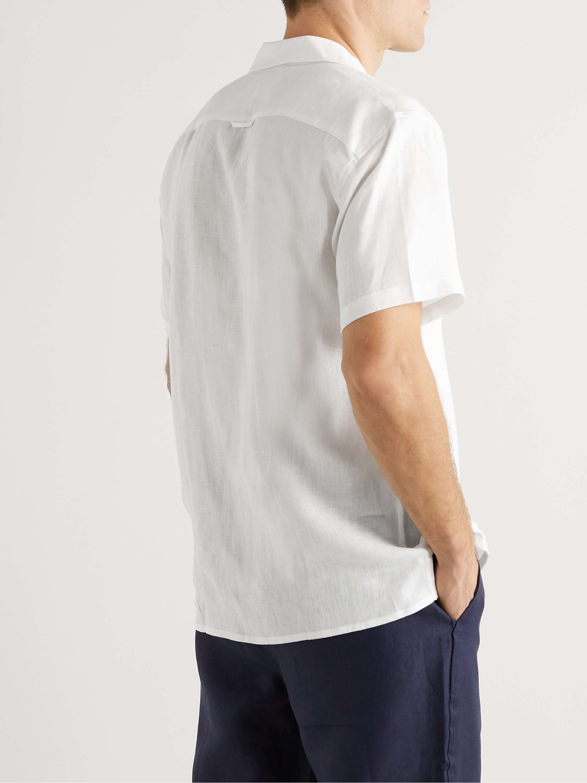 DEREK ROSE Monaco Camp-Collar Linen Shirt