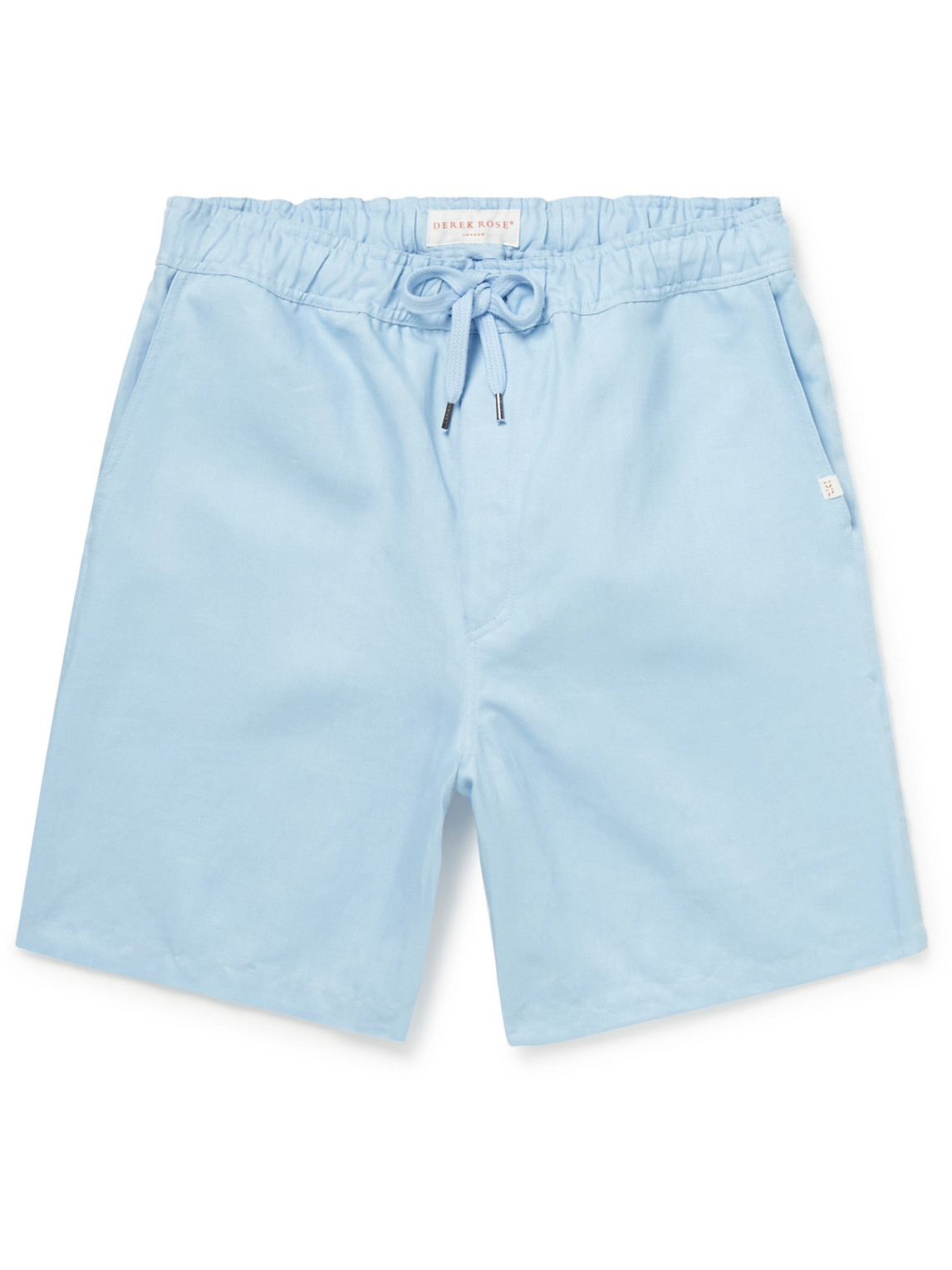 Derek Rose Sydney Straight-leg Linen Drawstring Shorts In Blue