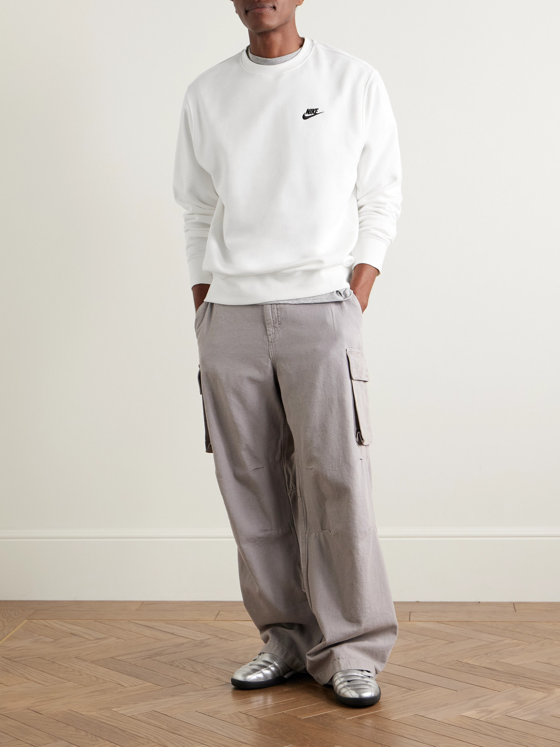 NIKE NSW LOGO-EMBROIDERED COTTON-BLEND JERSEY SWEATSHIRT