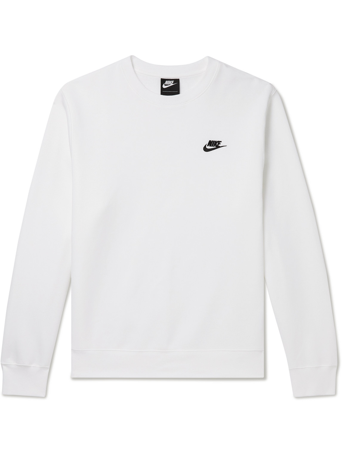 Nike Nsw Logo-embroidered Cotton-blend Jersey Sweatshirt In White