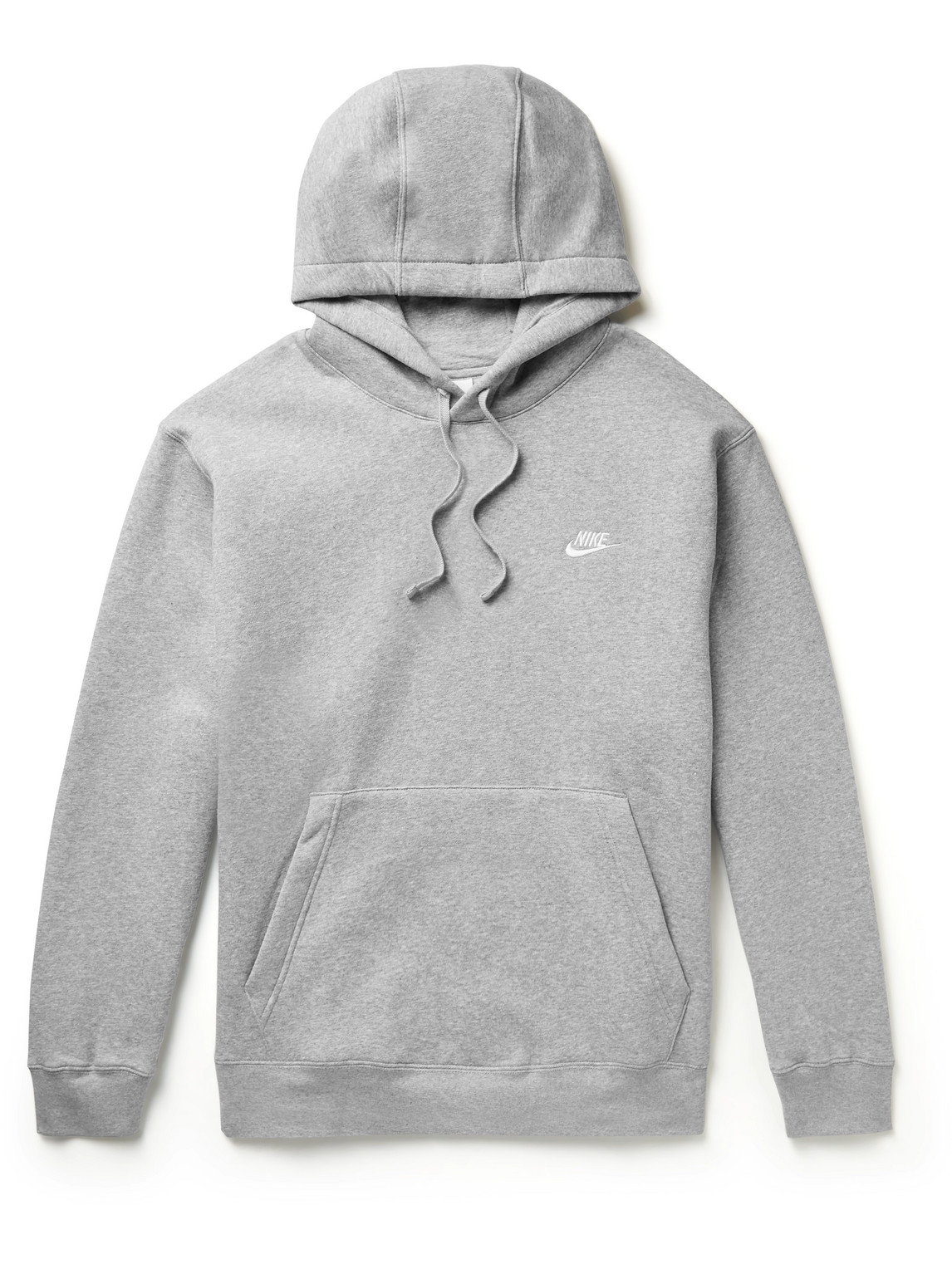 Shop Nike Sportswear Club Logo-embroidered Cotton-blend Jersey Hoodie In Gray