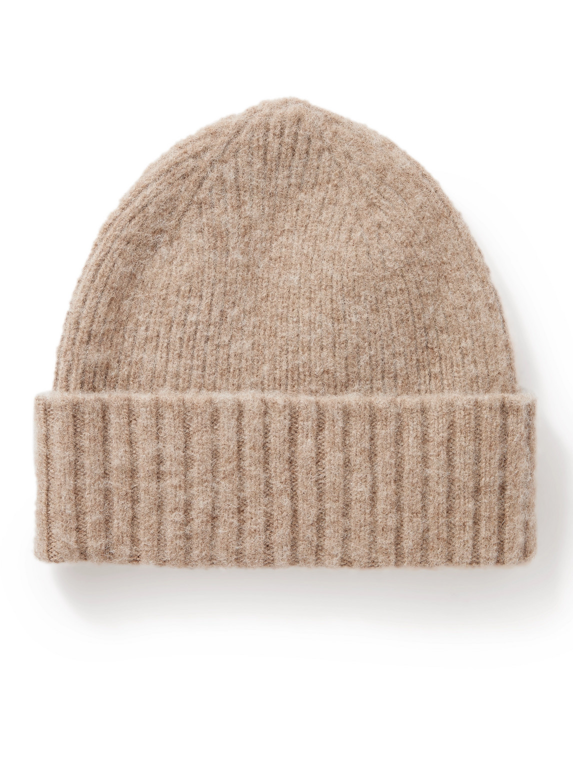 Mr P Ribbed Brushed-lambswool Beanie In Neutrals