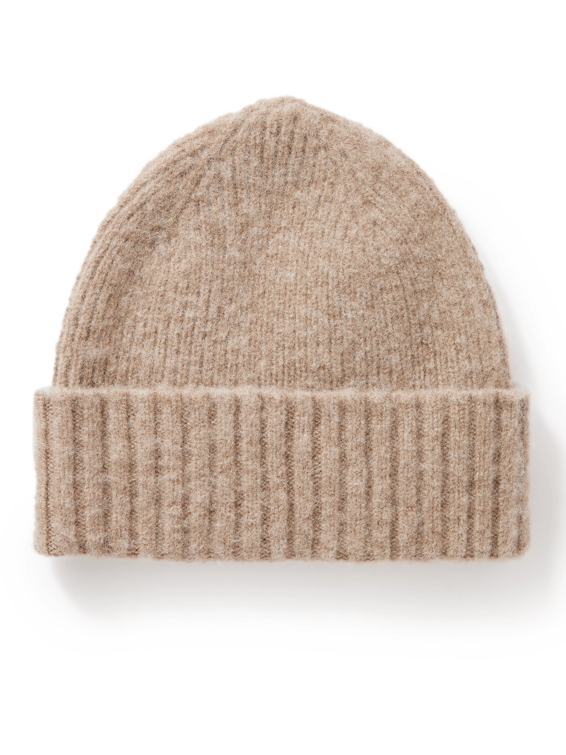 Ribbed Brushed-Lambswool Beanie