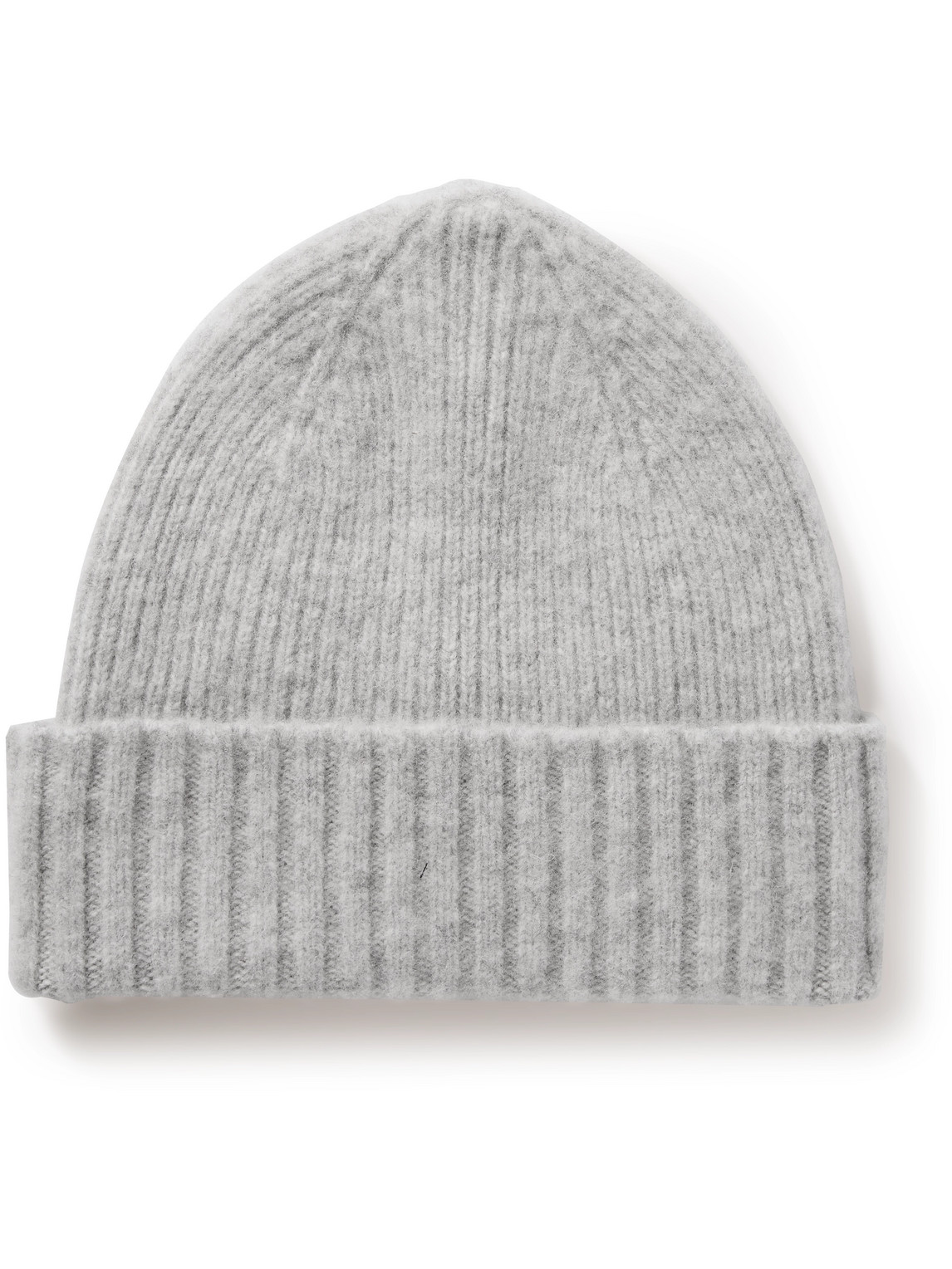 Ribbed Brushed-Lambswool Beanie