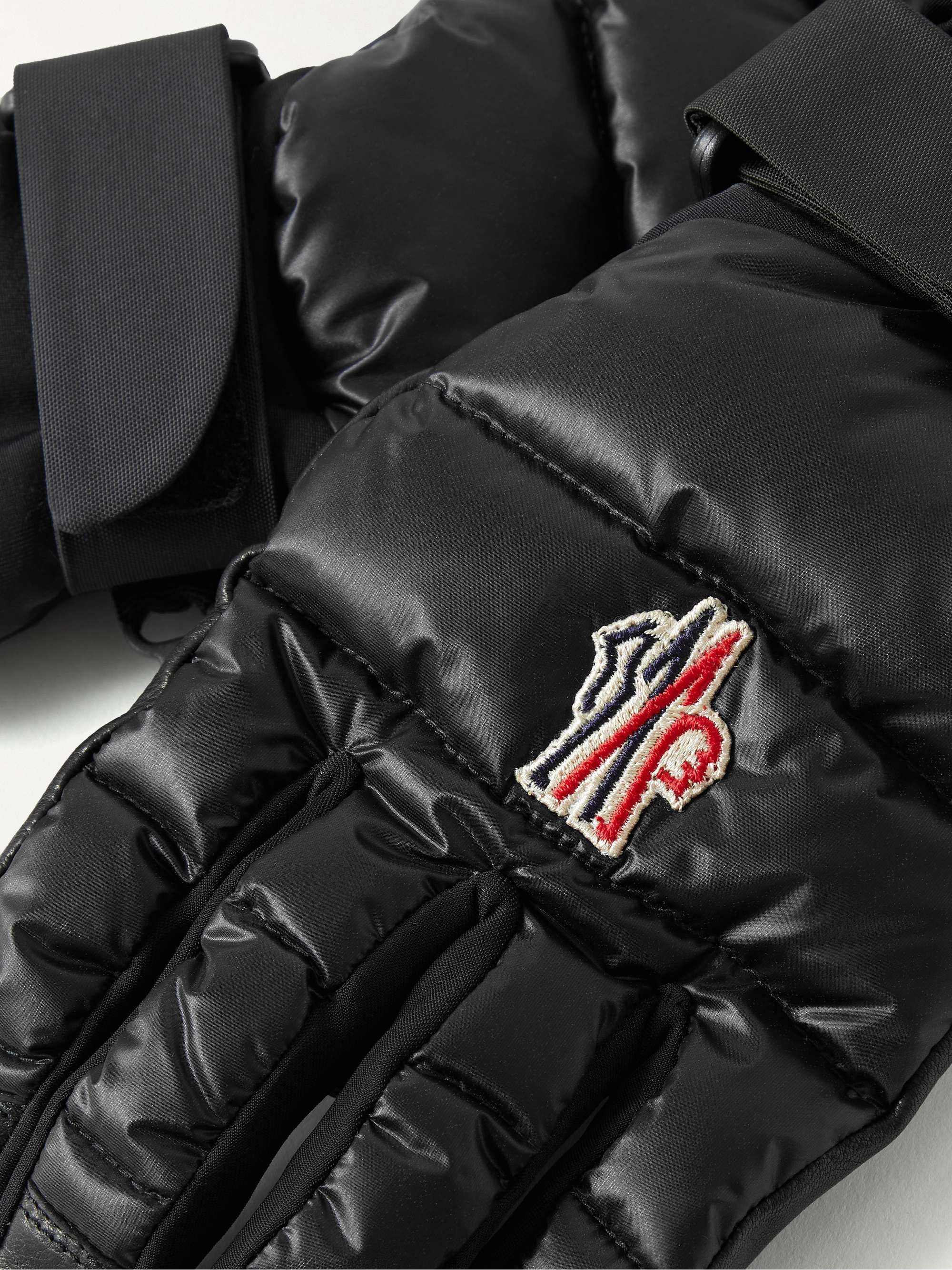 MONCLER GRENOBLE Logo-Appliquéd Leather-Trimmed Quilted Down Ski Gloves