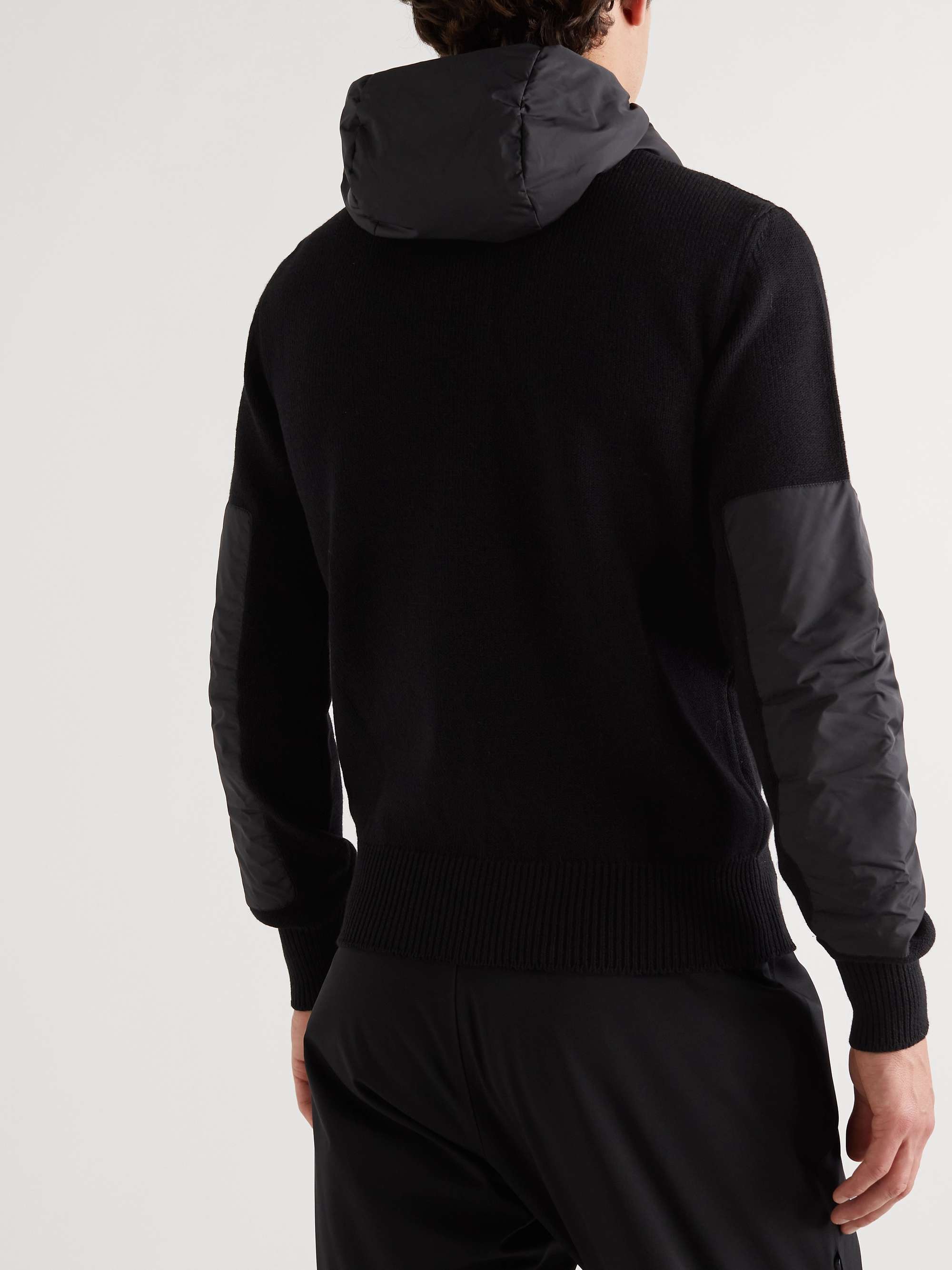 MONCLER GRENOBLE Logo-Appliquéd Shell-Trimmed Wool-Blend Zip-Up Hoodie