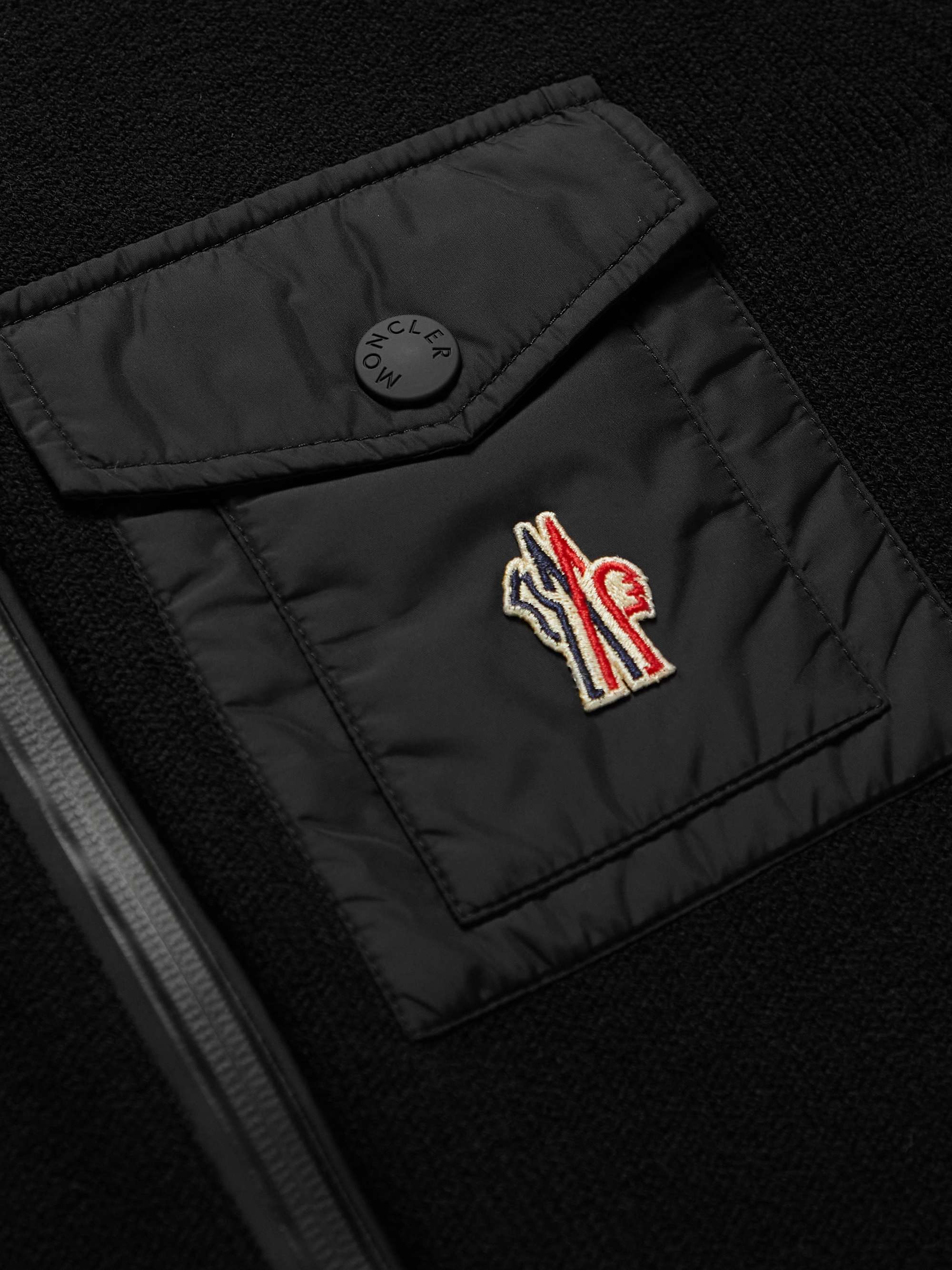MONCLER GRENOBLE Logo-Appliquéd Shell-Trimmed Wool-Blend Zip-Up Hoodie