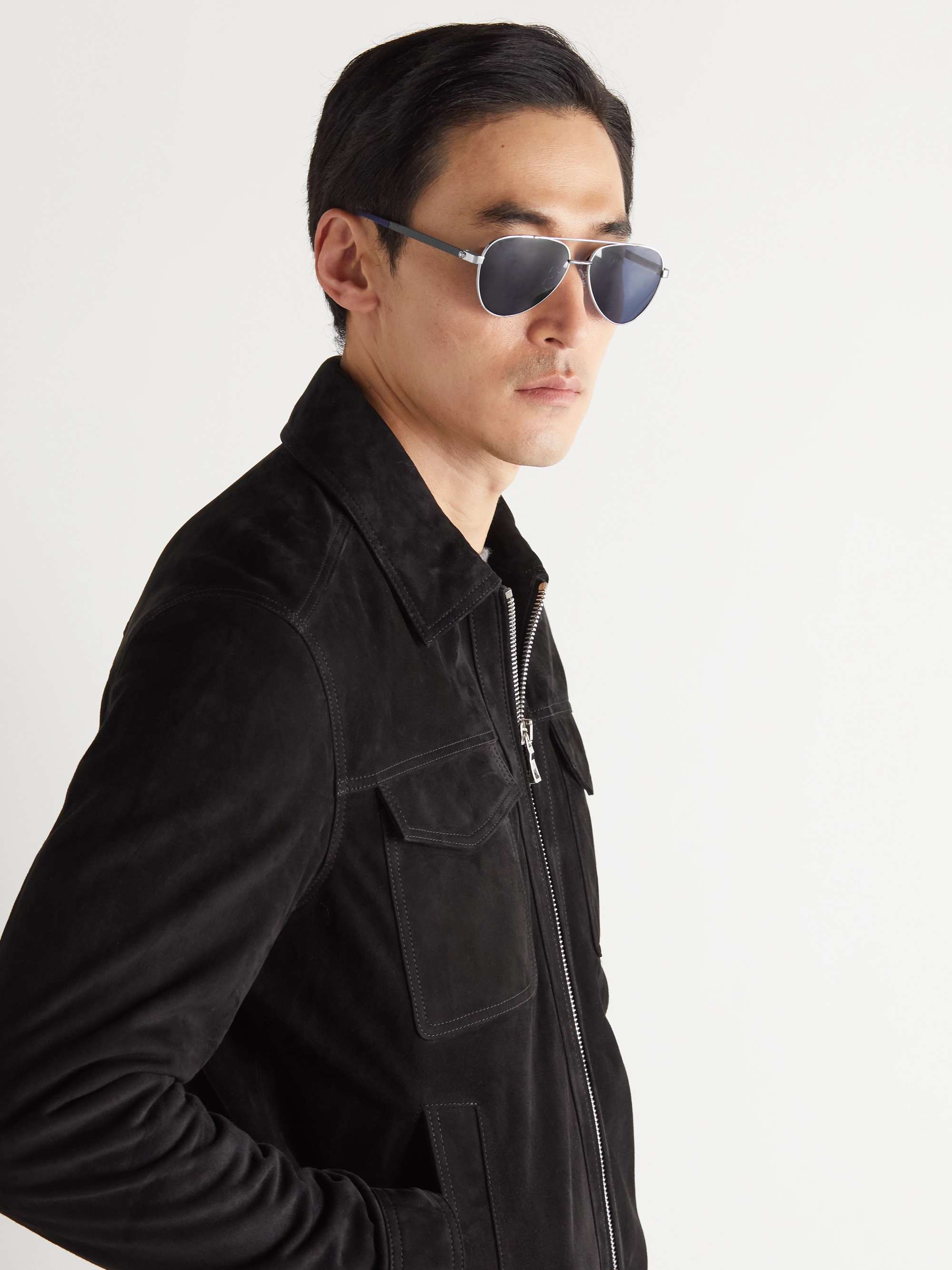 MONTBLANC Aviator-Style Silver-Tone Sunglasses